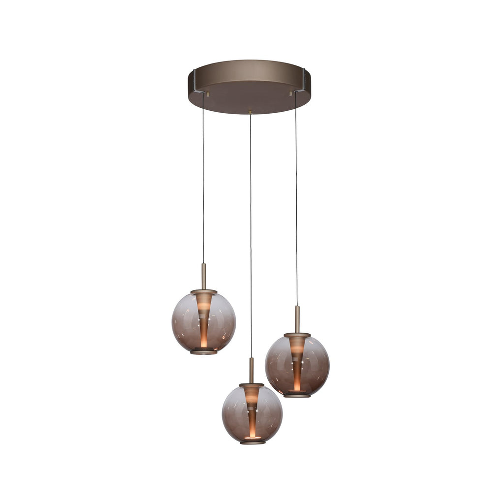 LED pendellampe E-Infinity 3-lys glass bronse/amber forfra