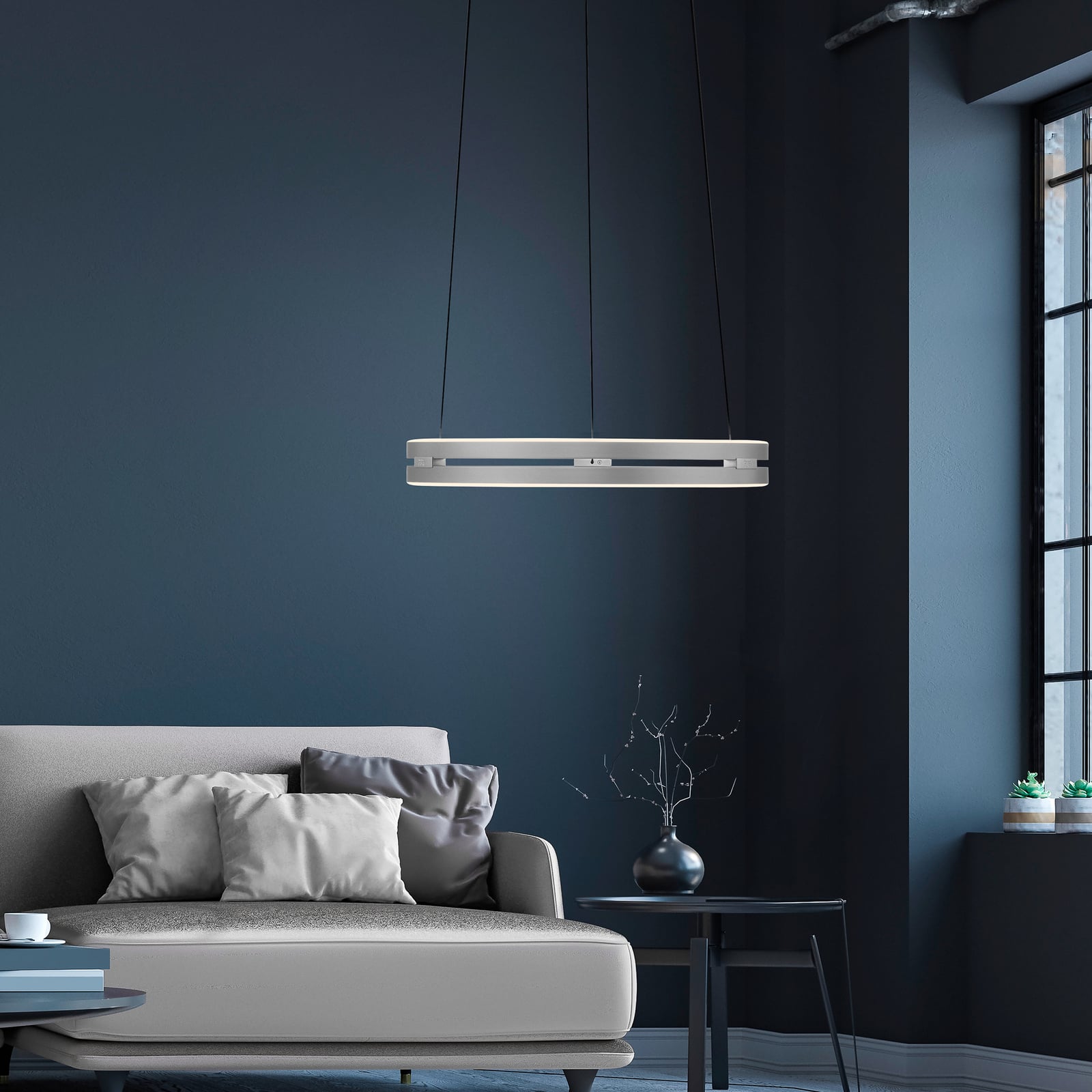 LED pendellampe E-Loop aluminium Ø50 cm dimbar bakside