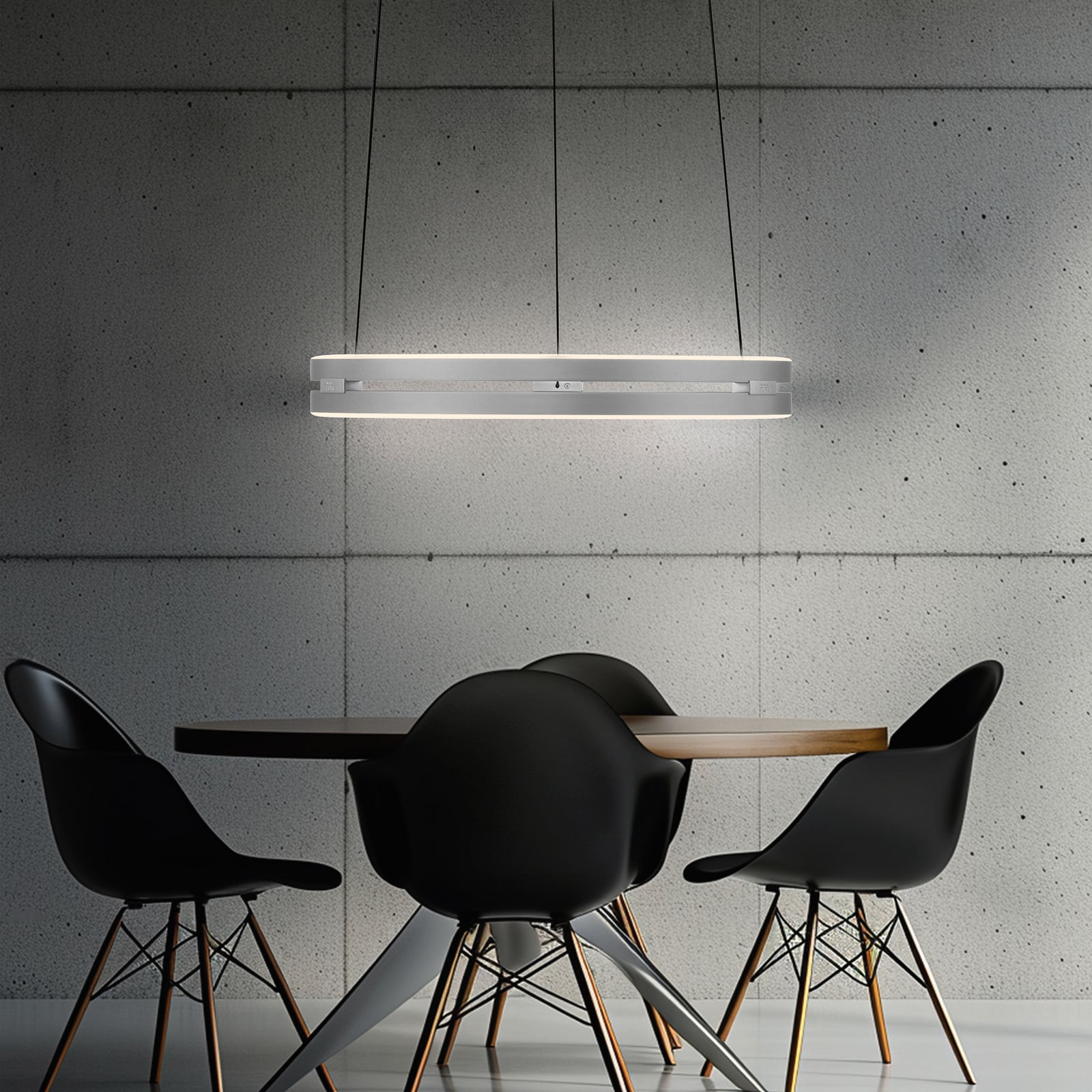 LED pendellampe E-Loop aluminium Ø50 cm dimbar detalj nærbilde