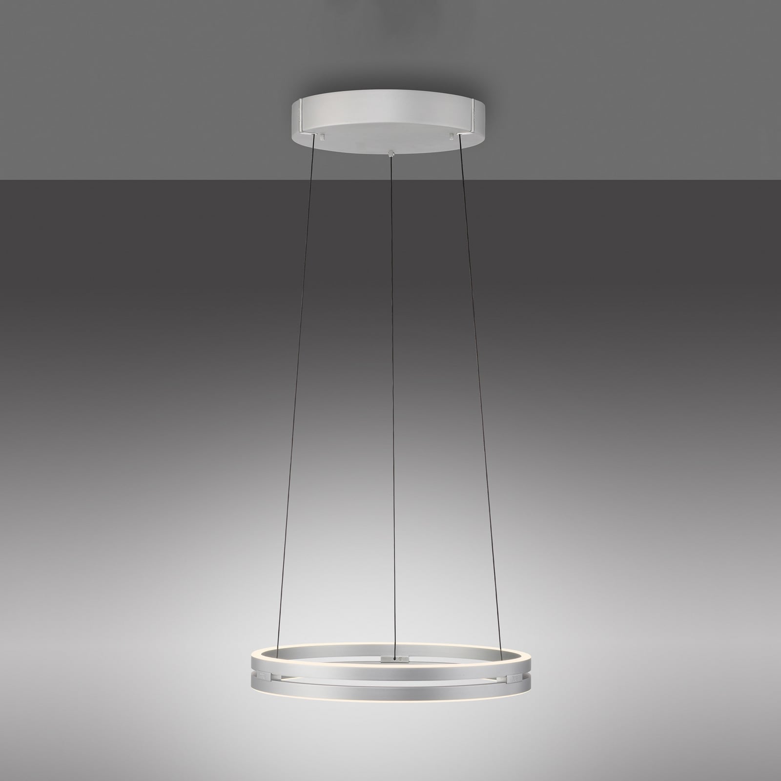 LED pendellampe E-Loop aluminium Ø50 cm dimbar fjernkontroll