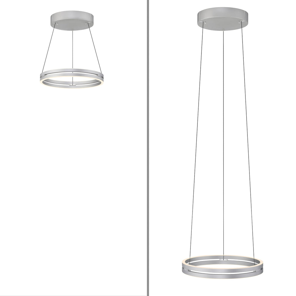 LED pendellampe E-Loop aluminium Ø50 cm dimbar opplyst