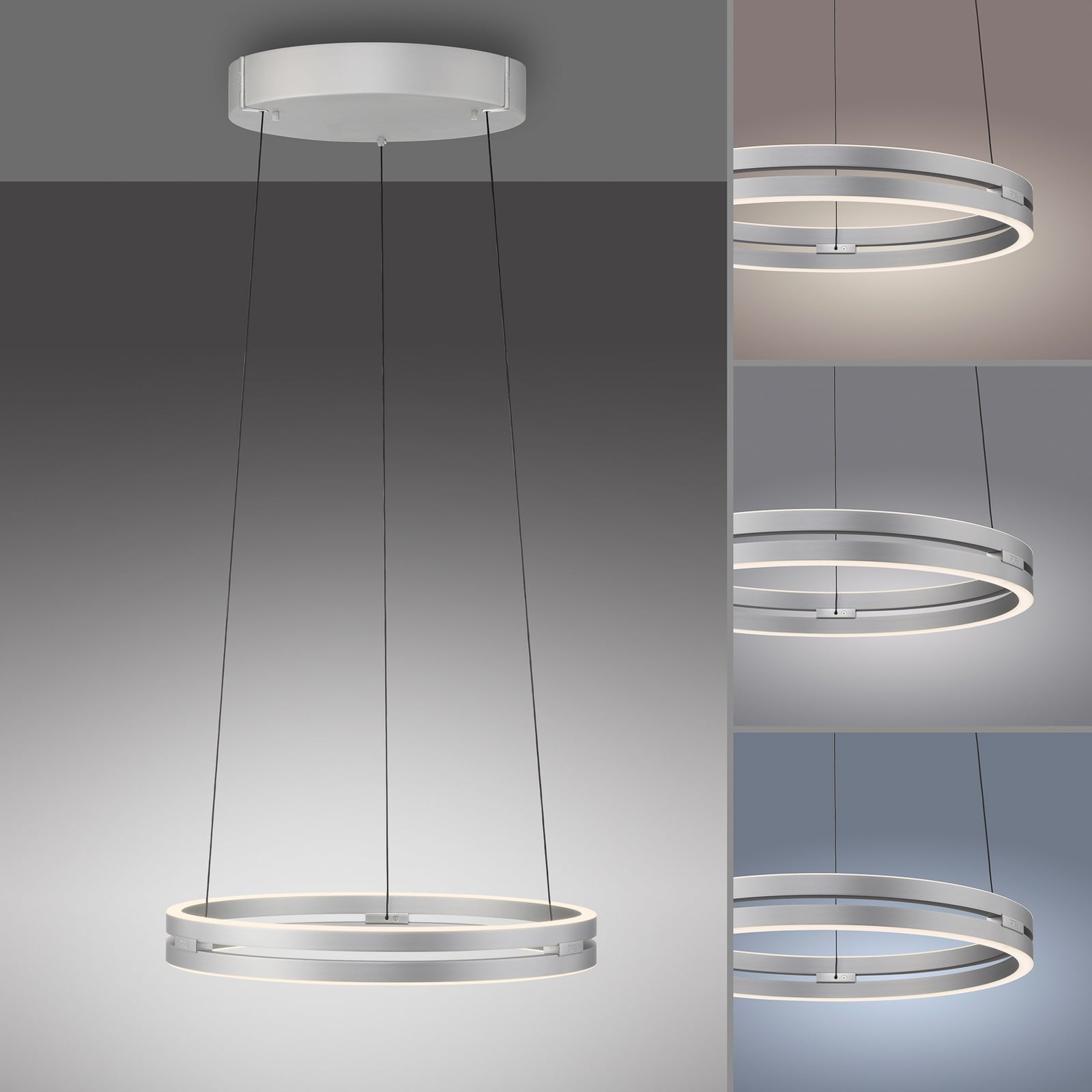 LED pendellampe E-Loop aluminium Ø50 cm dimbar sideprofil