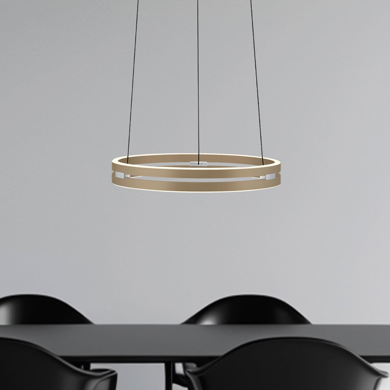 LED pendellampe E-Loop bronse dimbar CCT Ø50 cm forfra