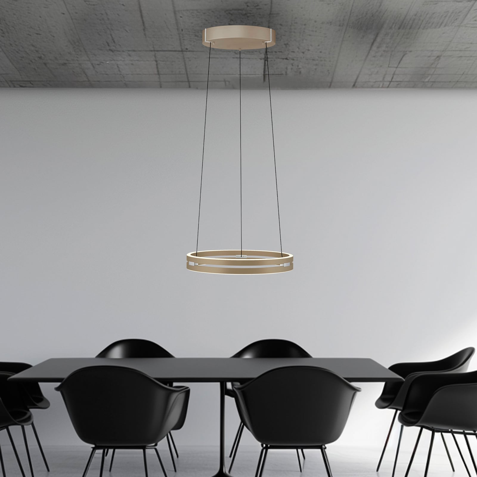 LED pendellampe E-Loop bronse dimbar CCT Ø50 cm bakside