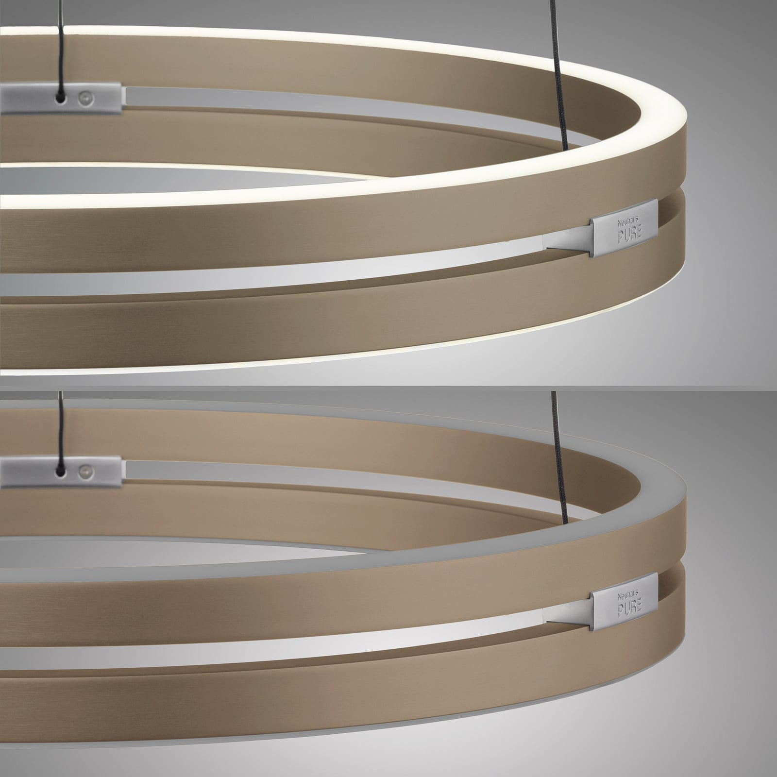 LED pendellampe E-Loop bronse dimbar CCT Ø50 cm oppheng