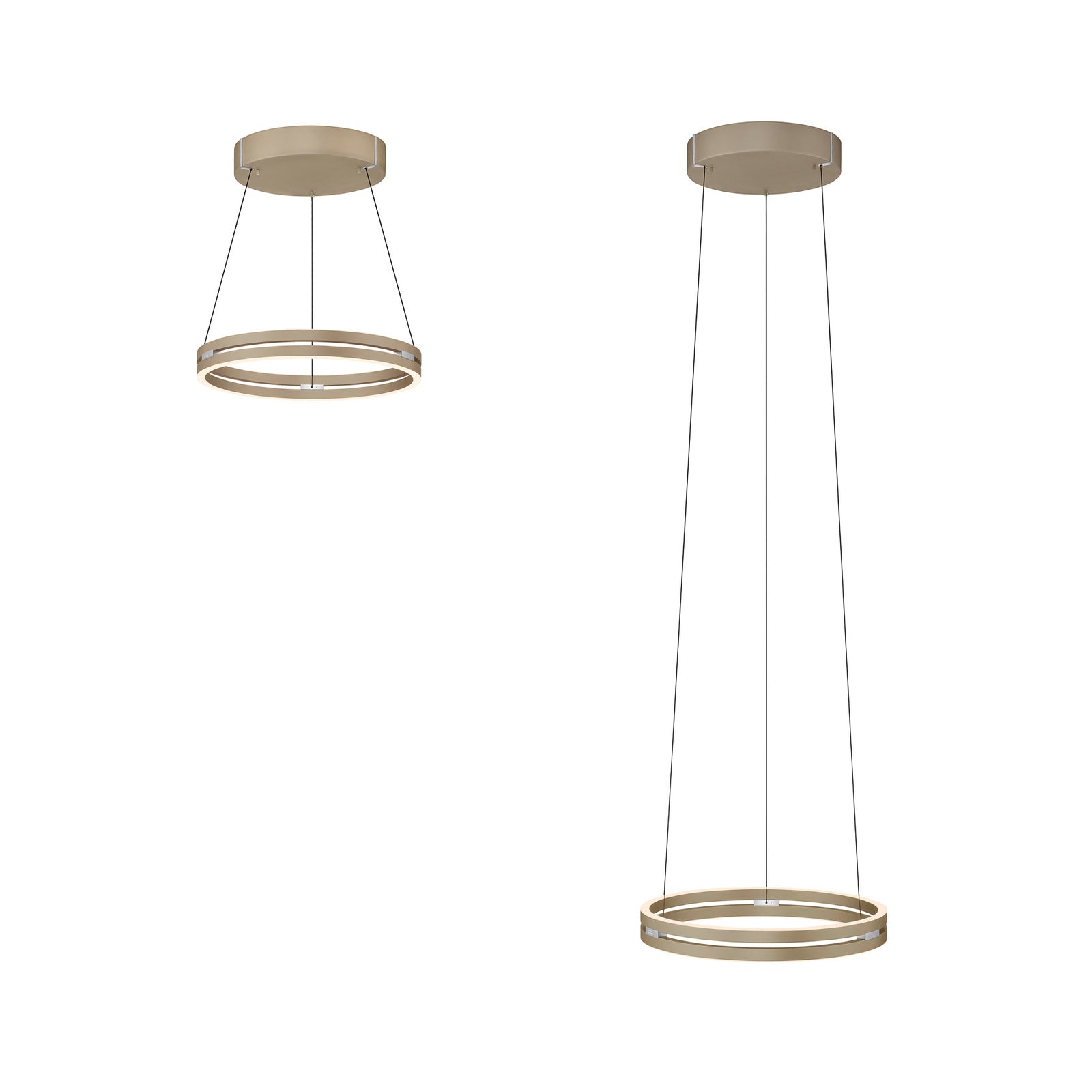 LED pendellampe E-Loop bronse dimbar CCT Ø50 cm aluminium materiale