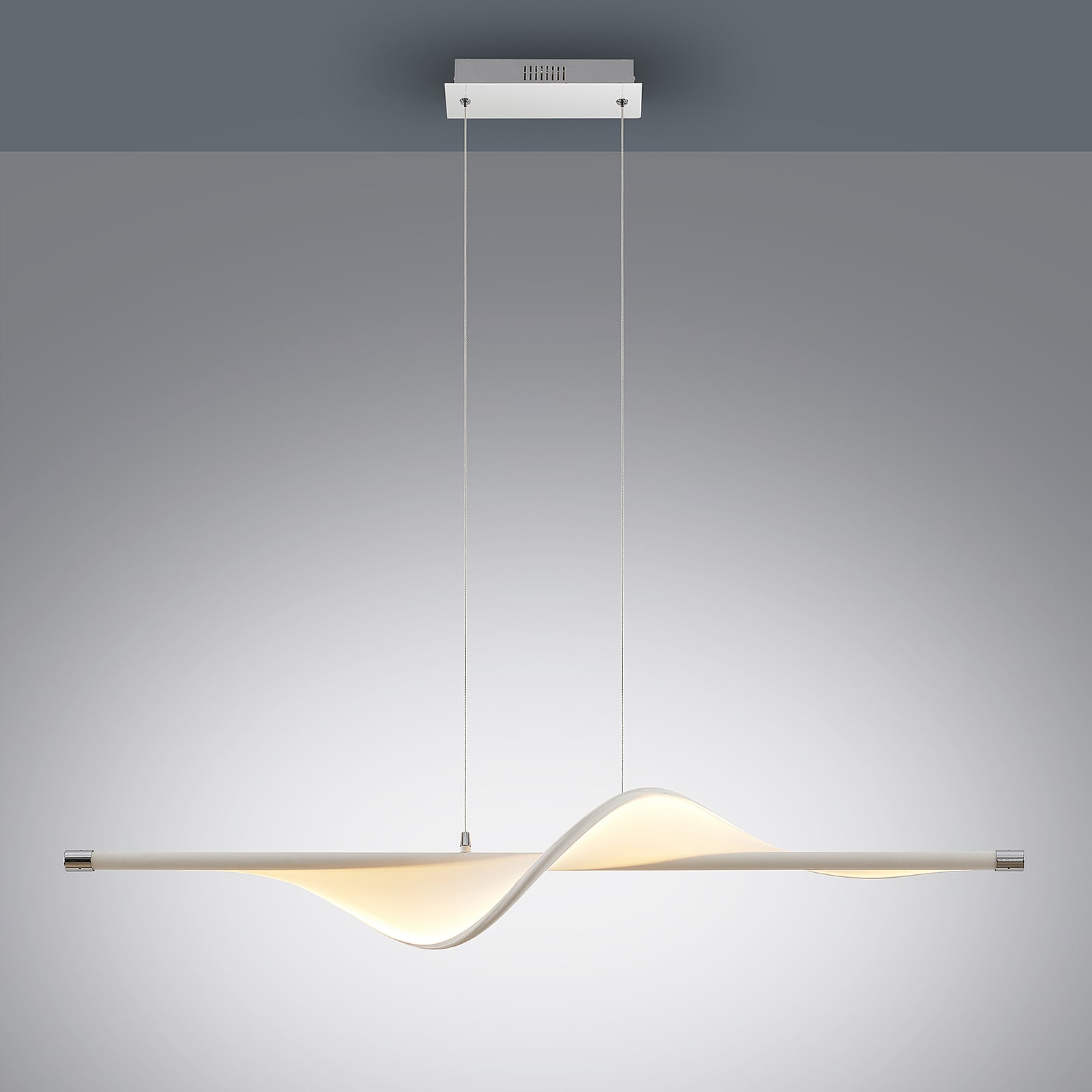 LED pendellampe Edano tekstil dimbar hvit montert i rom