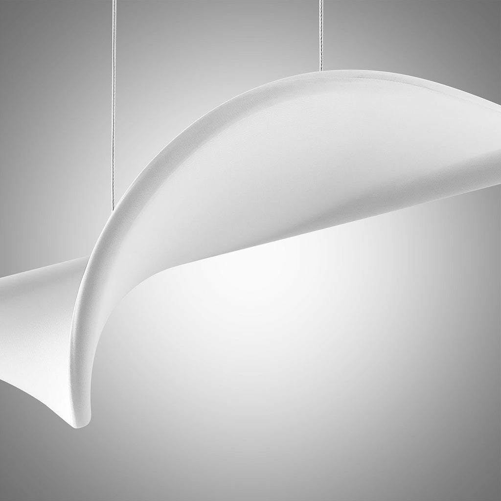 LED pendellampe Edano tekstil dimbar hvit lys i mørkt rom