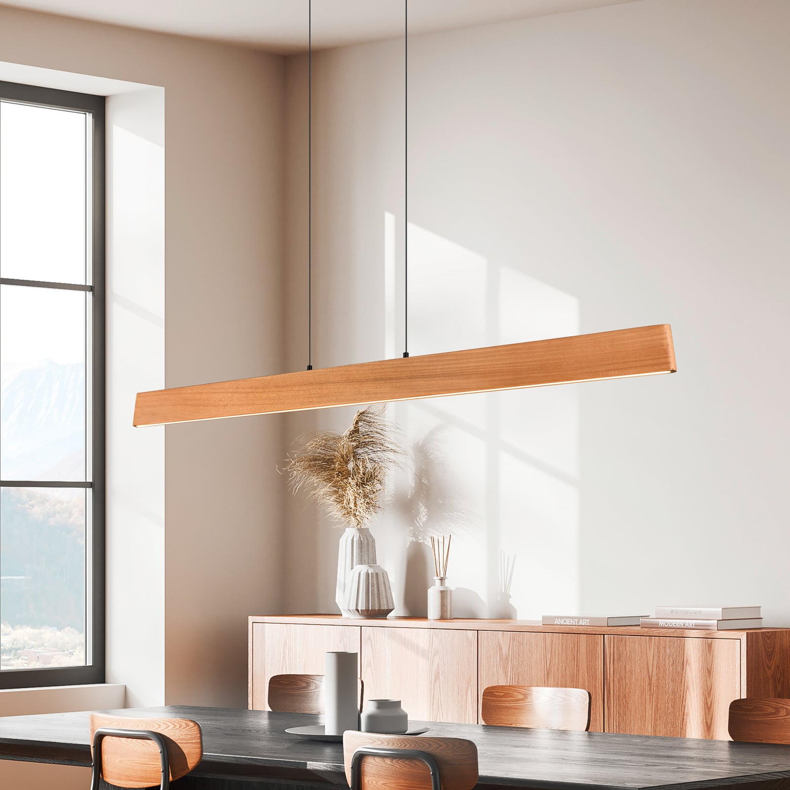 LED pendellampe Edgewood tre CCT dimbar 150 cm 35W forfra