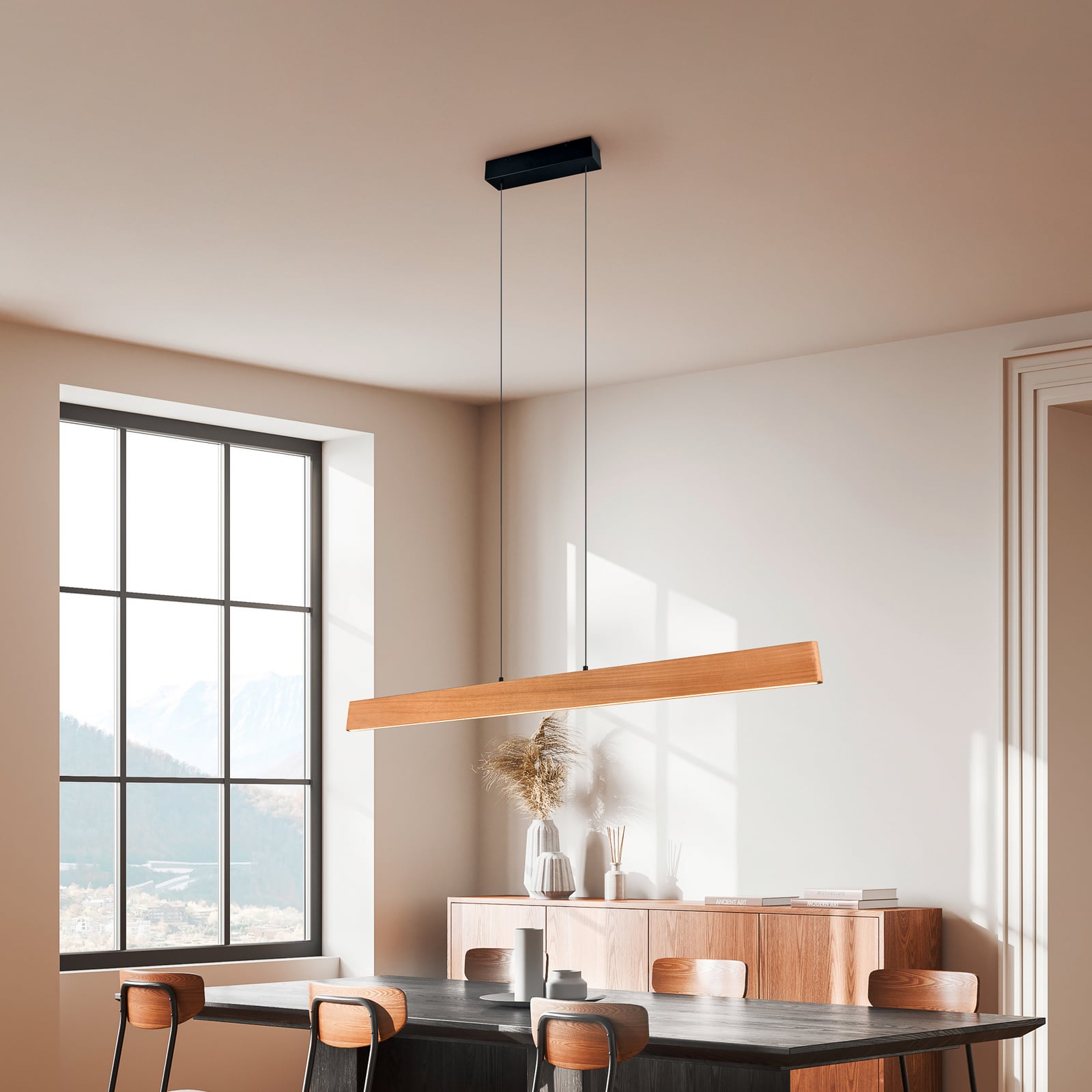 LED pendellampe Edgewood tre CCT dimbar 150 cm 35W bakside