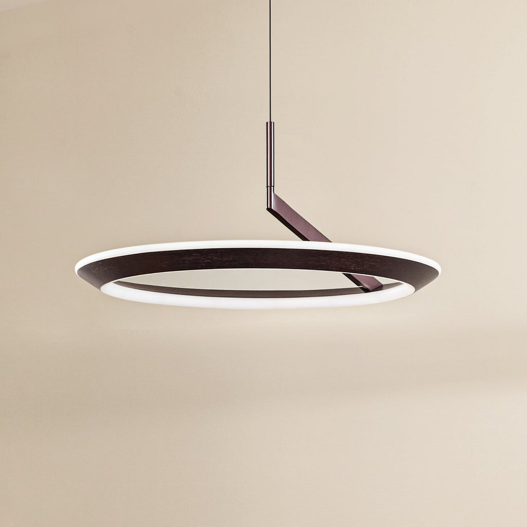 LED pendellampe Eldra dimbar CCT brun Ø56 cm forfra
