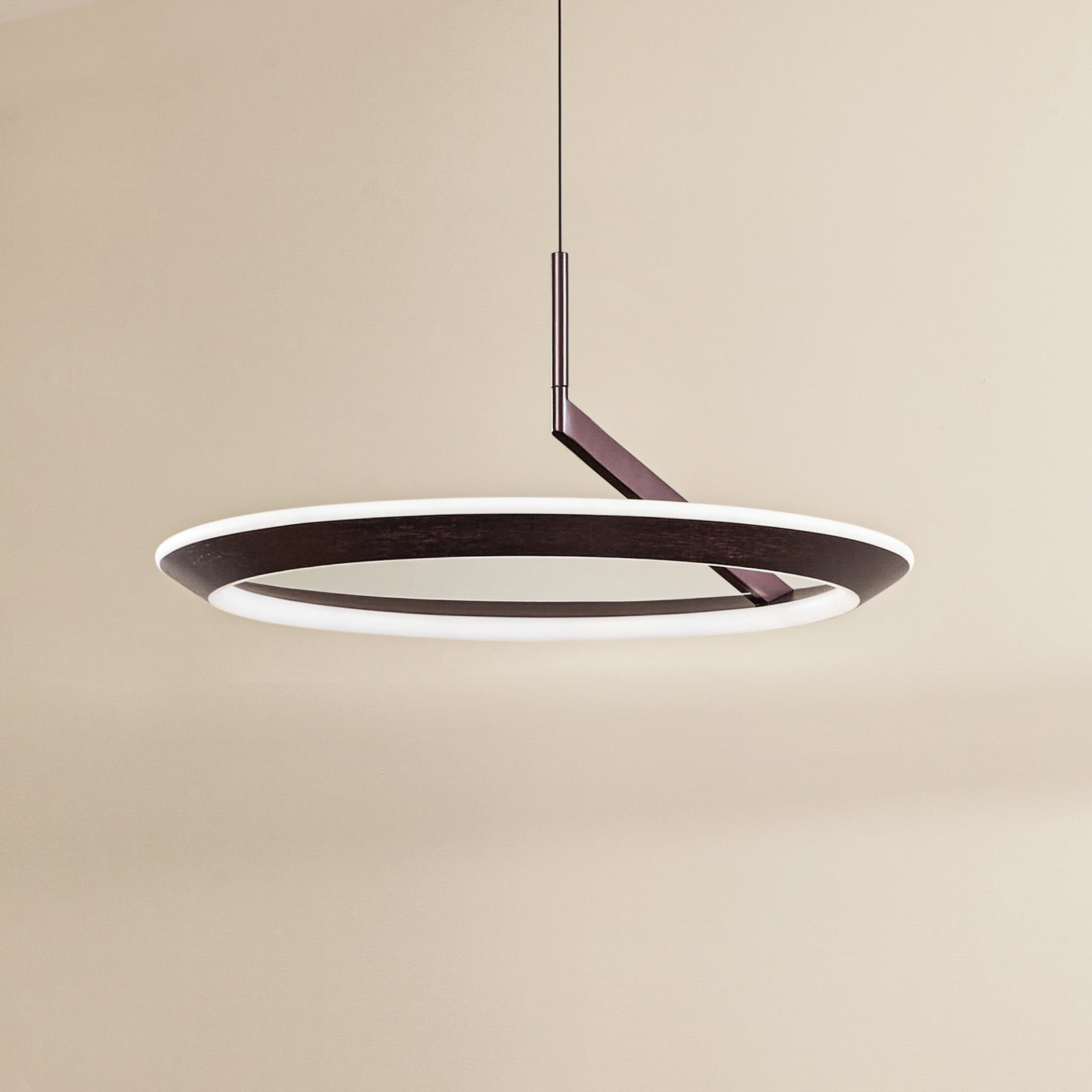 LED pendellampe Eldra dimbar CCT brun Ø56 cm forfra