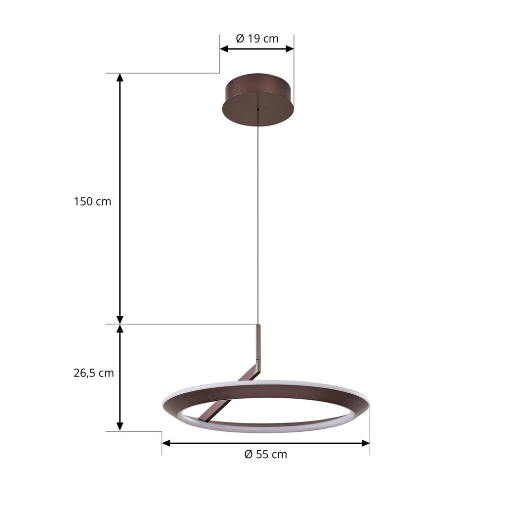 LED pendellampe Eldra dimbar CCT brun Ø56 cm detalj