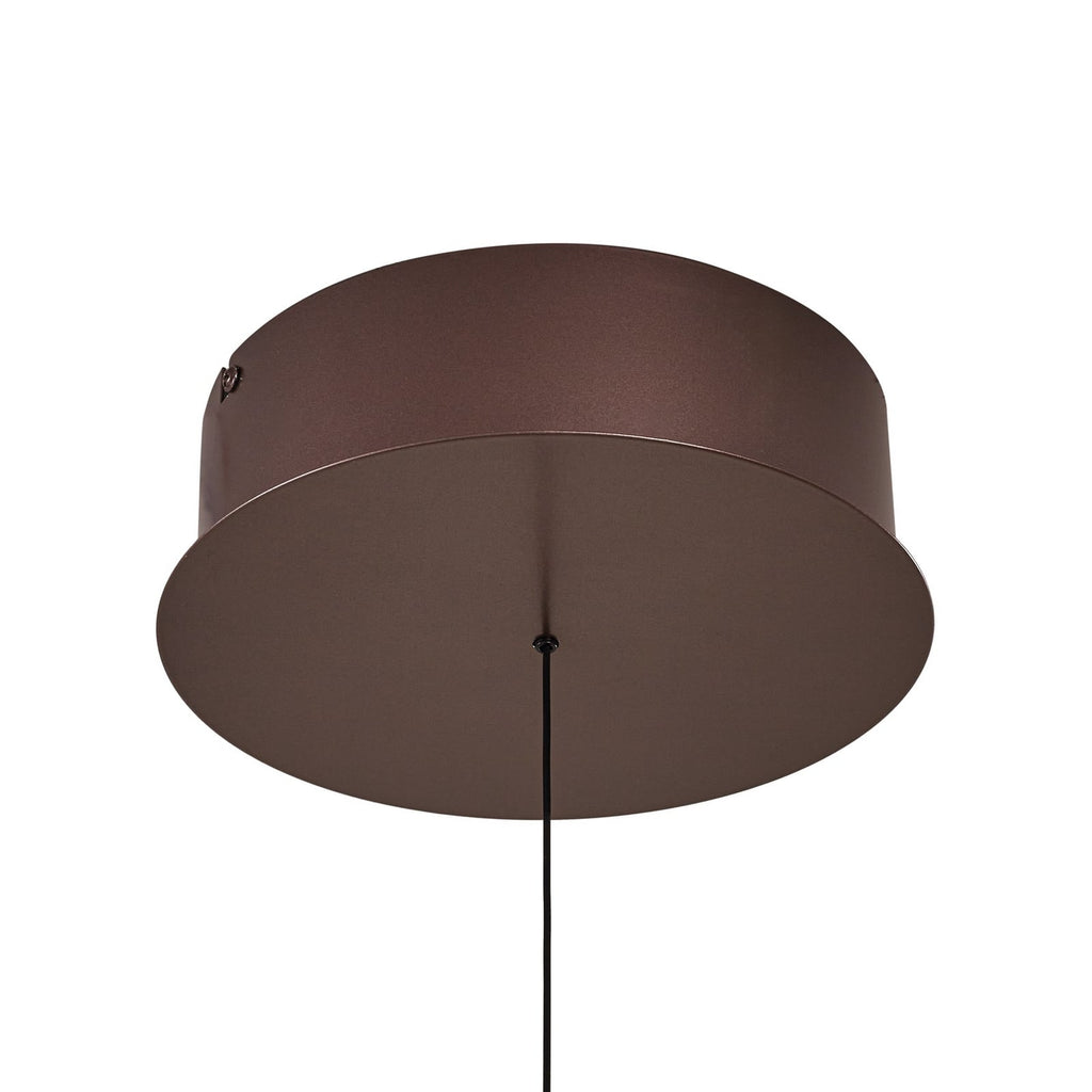 LED pendellampe Eldra dimbar CCT brun Ø56 cm lysdetalj