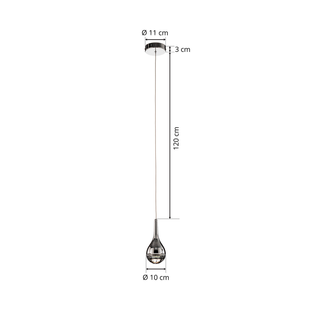LED pendellampe Elie 1-lys krom/glass Ø10 cm detalj av baldakin
