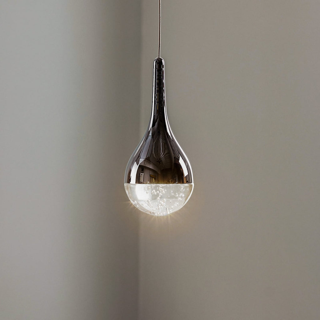 LED pendellampe Elie 1-lys krom/glass Ø10 cm forfra