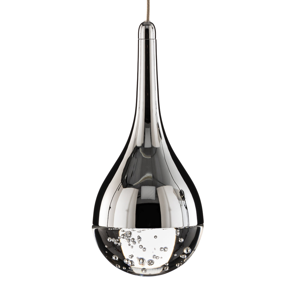 LED pendellampe Elie 1-lys krom/glass Ø10 cm med justerbar høyde