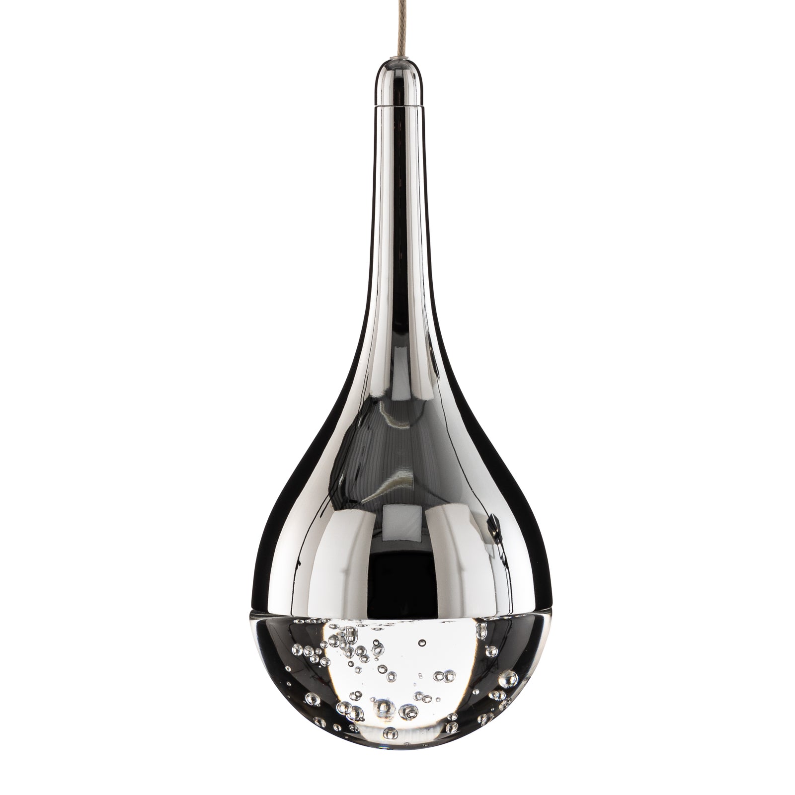 LED pendellampe Elie 1-lys krom/glass Ø10 cm med justerbar høyde