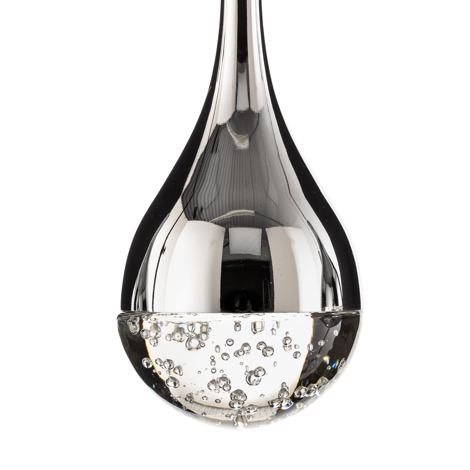 LED pendellampe Elie 4-lys krom bobleglass sideprofil