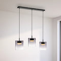 LED pendellampe Elio 3-lys røykglass dimbar svart forfra