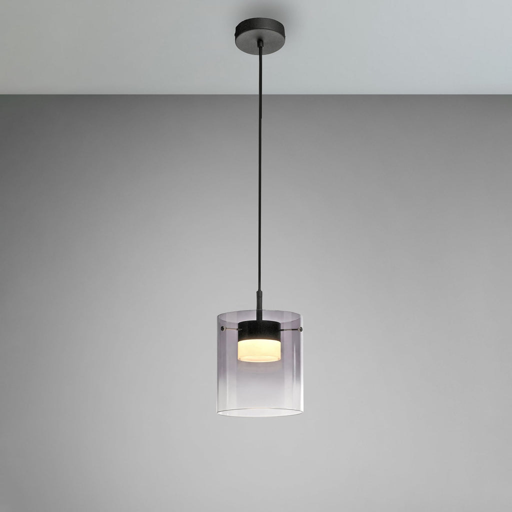 LED pendellampe Elio røykglass dimbar Ø16 cm varmhvit nærbilde glass