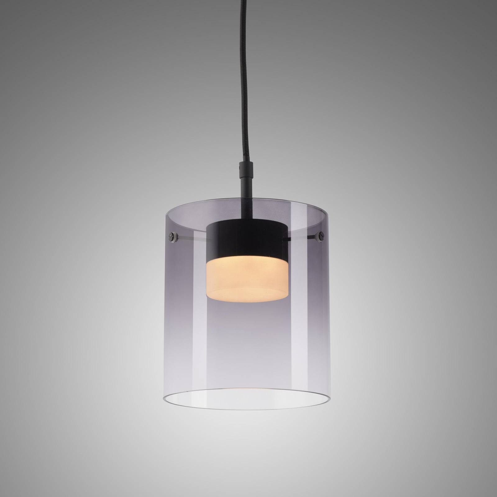 LED pendellampe Elio røykglass dimbar Ø16 cm varmhvit lys av