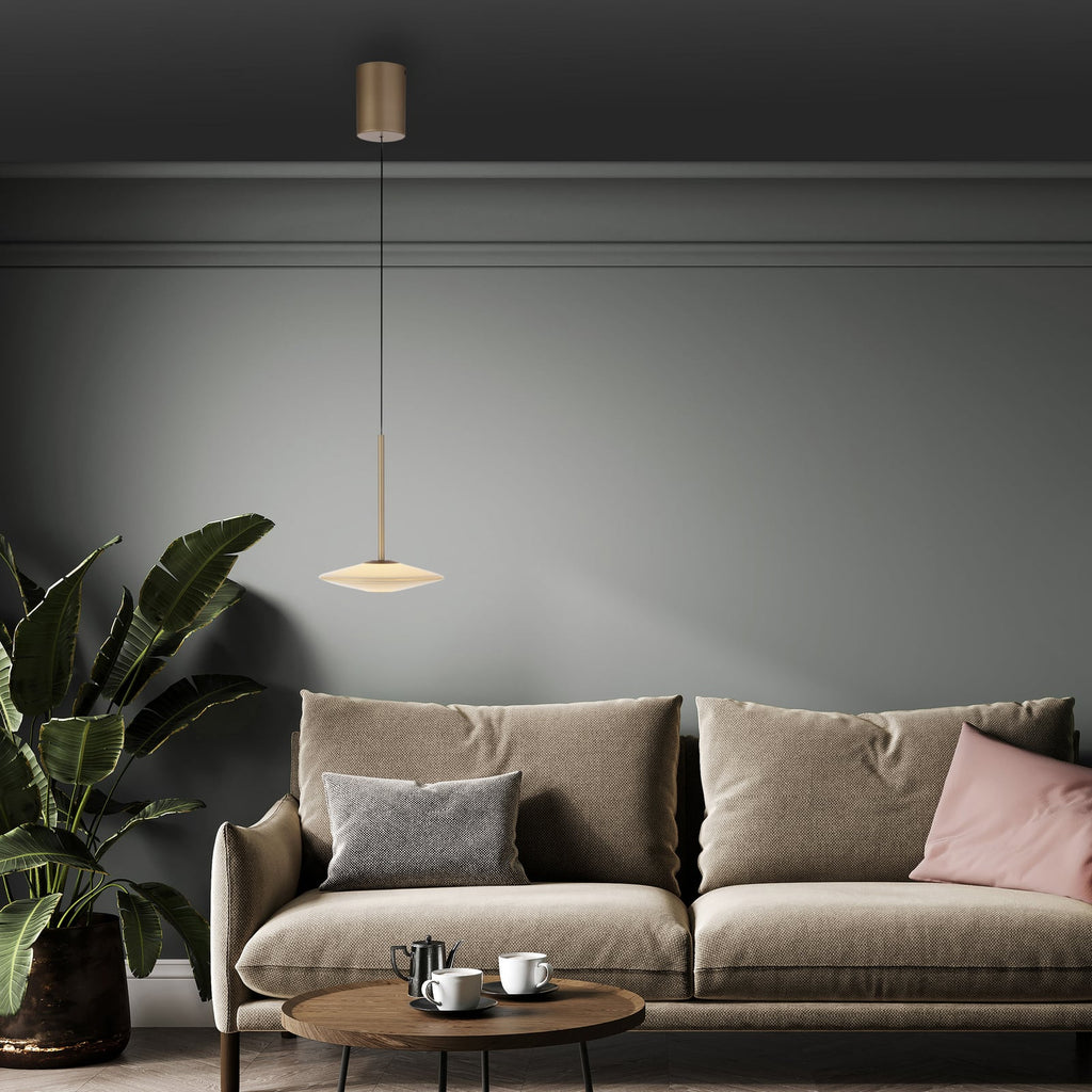 LED pendellampe Elipsa hvit/bronse glass Ø20 cm bakside