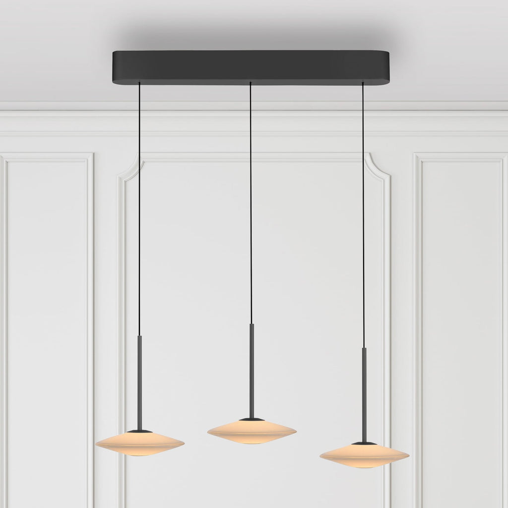 LED pendellampe Elipsa 3-lys dimbar hvit/svart 86 cm forfra