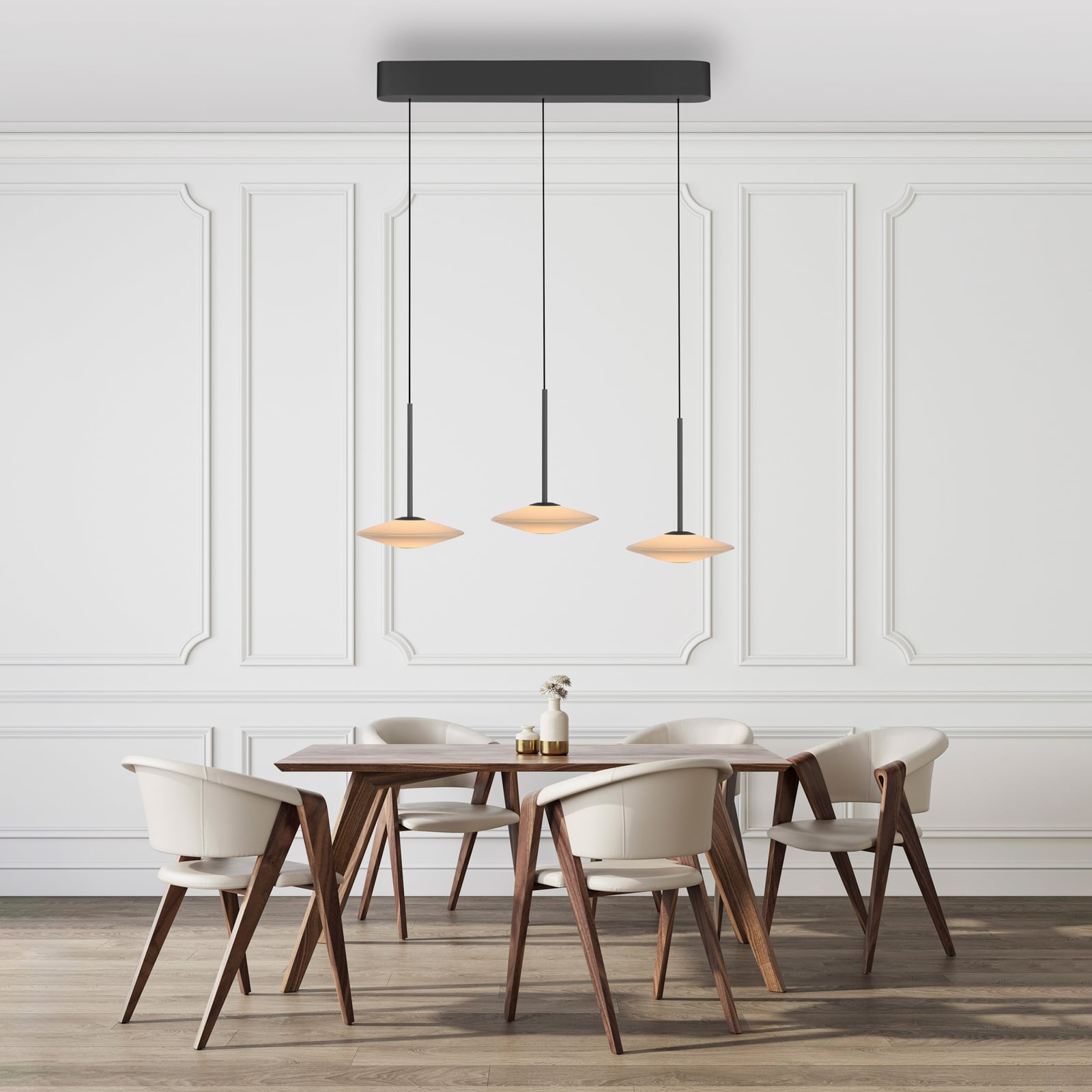LED pendellampe Elipsa 3-lys dimbar hvit/svart 86 cm bakside