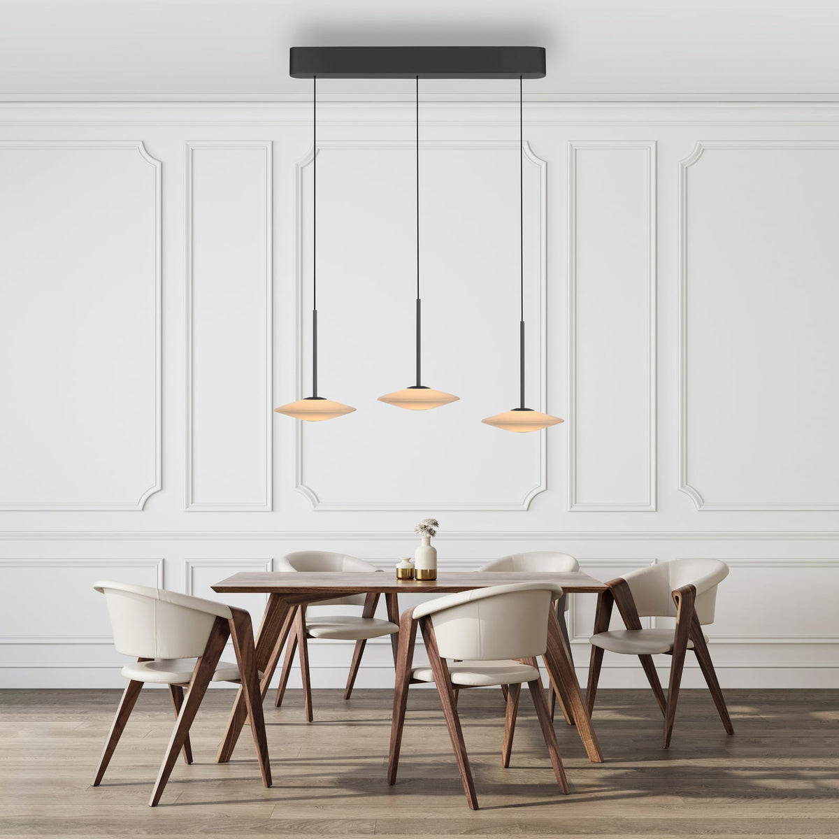 LED pendellampe Elipsa 3-lys dimbar hvit/svart 86 cm bakside