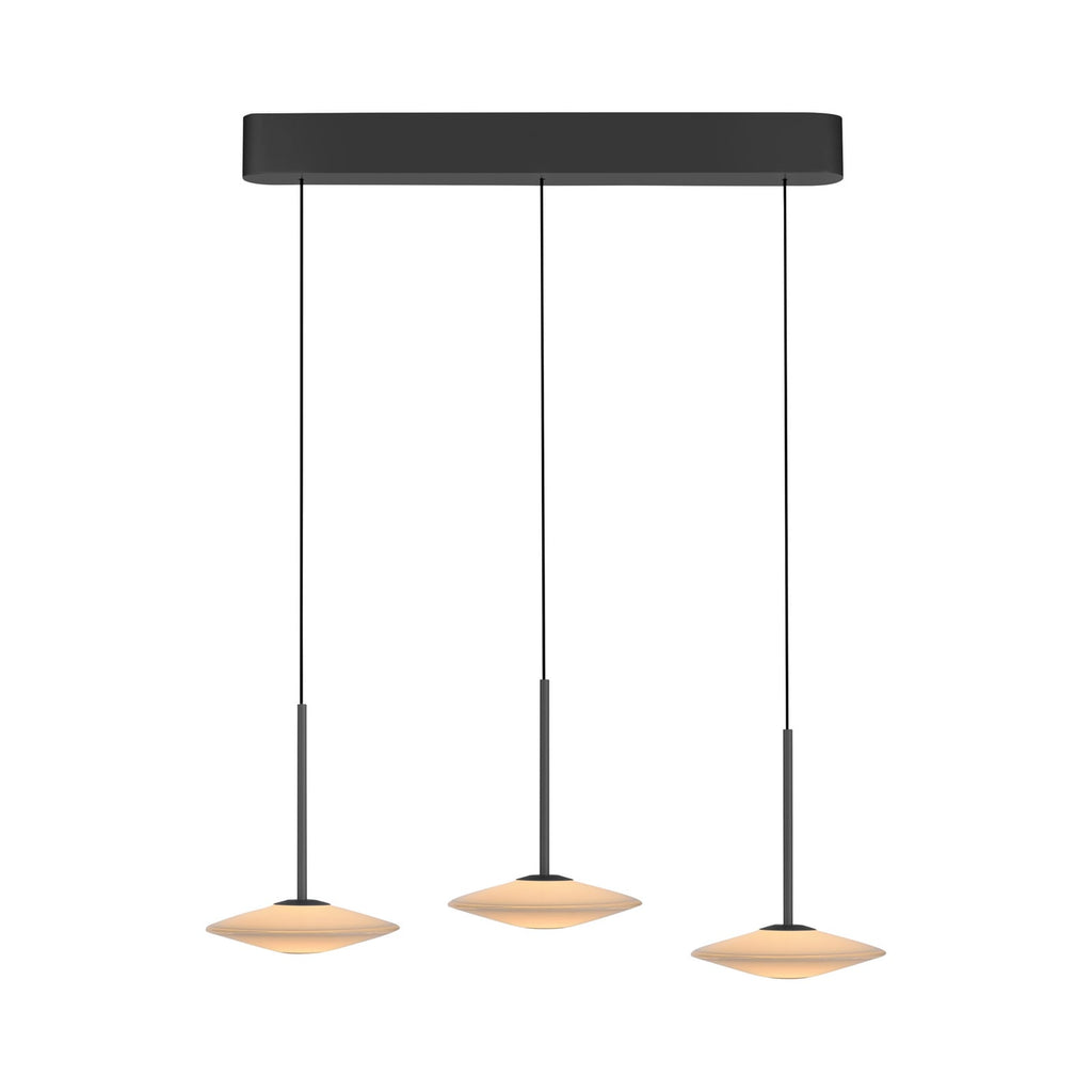 LED pendellampe Elipsa 3-lys dimbar hvit/svart 86 cm montert i rom
