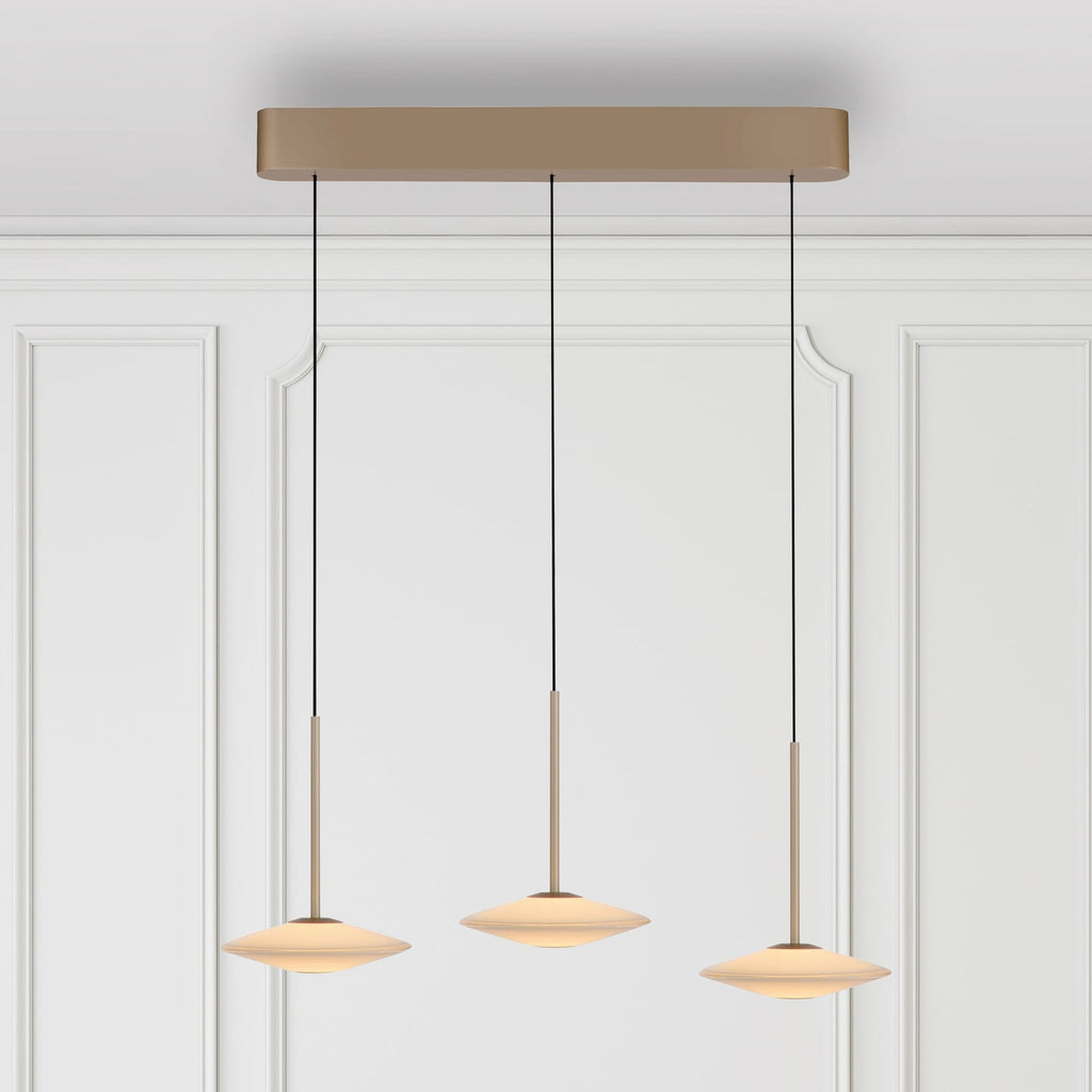 LED pendellampe Elipsa 3-lys hvit/bronse dimbar 86 cm forfra