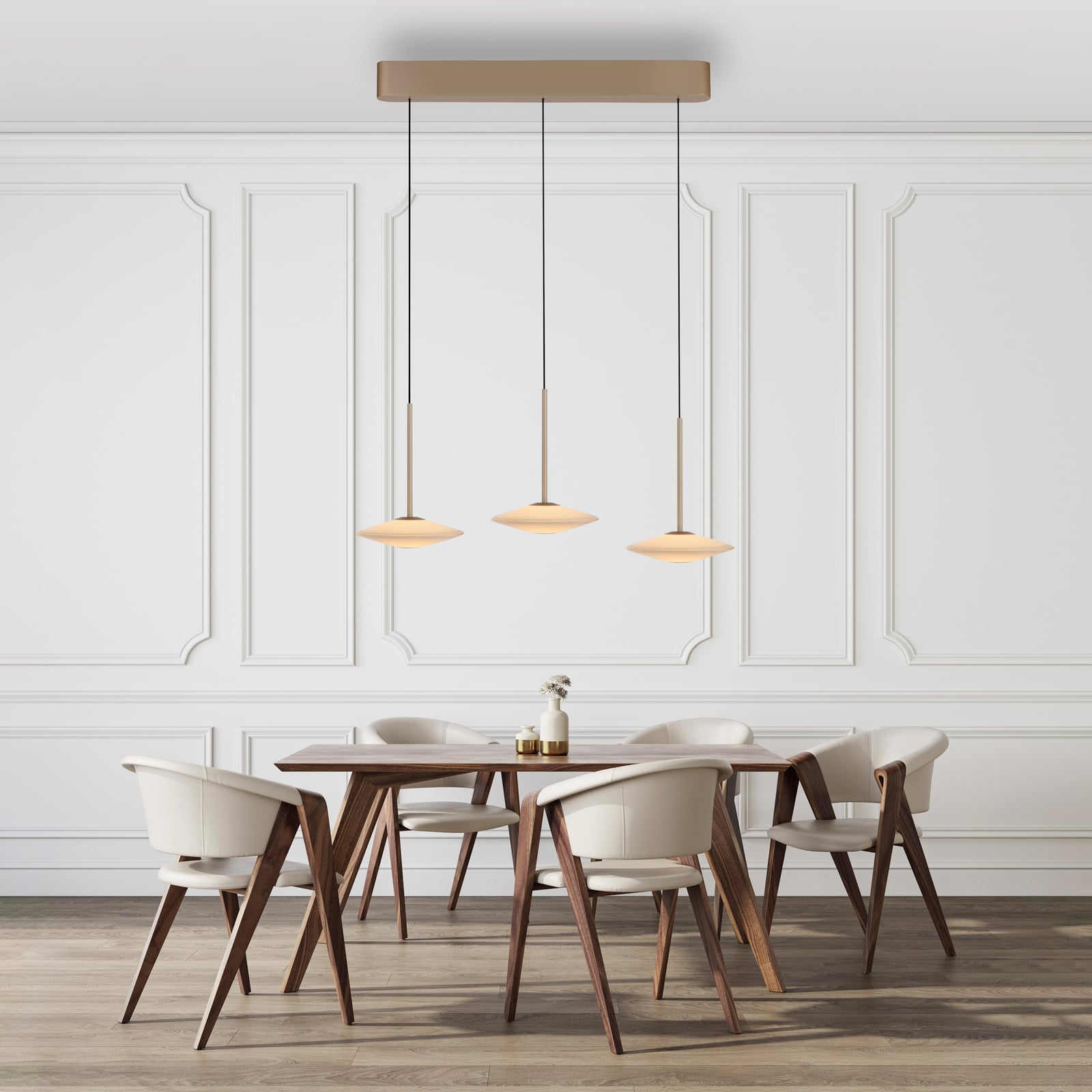 LED pendellampe Elipsa 3-lys hvit/bronse dimbar 86 cm bakside