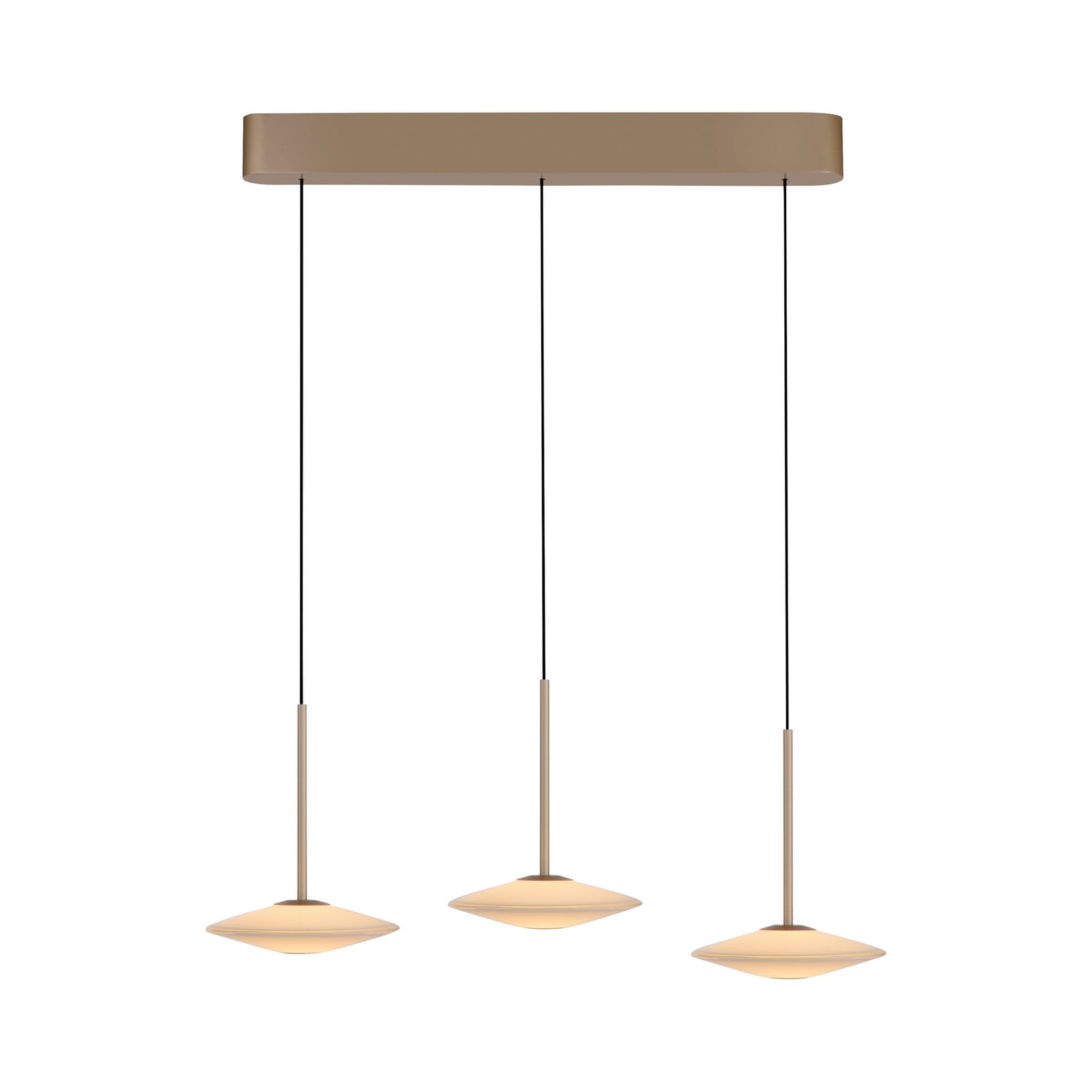 Montert LED pendellampe Elipsa 3-lys hvit/bronse dimbar 86 cm i rom