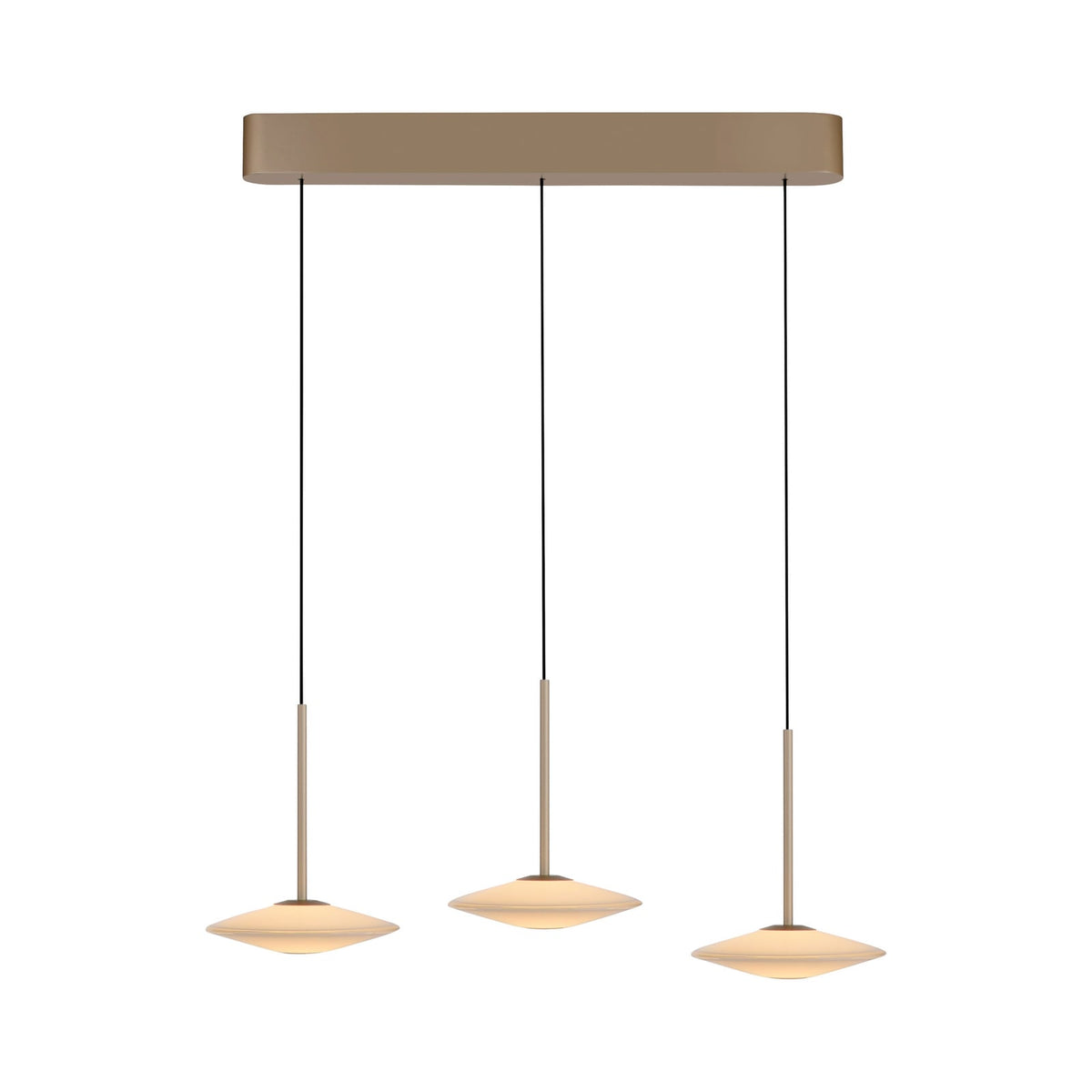 Montert LED pendellampe Elipsa 3-lys hvit/bronse dimbar 86 cm i rom