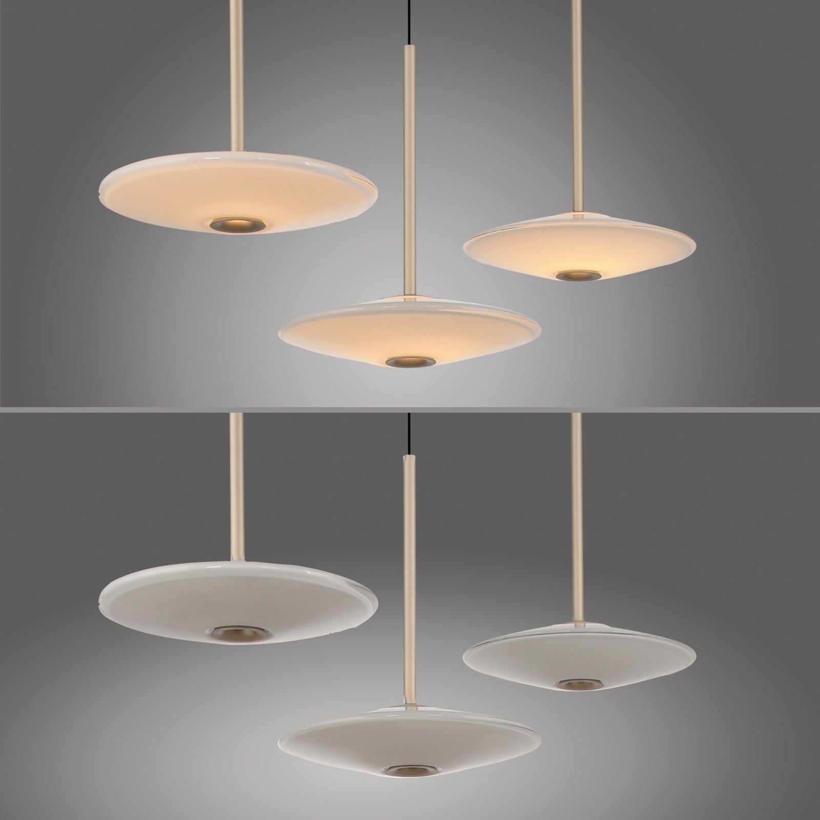 LED pendellampe Elipsa 3-lys hvit/bronse dimbar 86 cm høydejustering