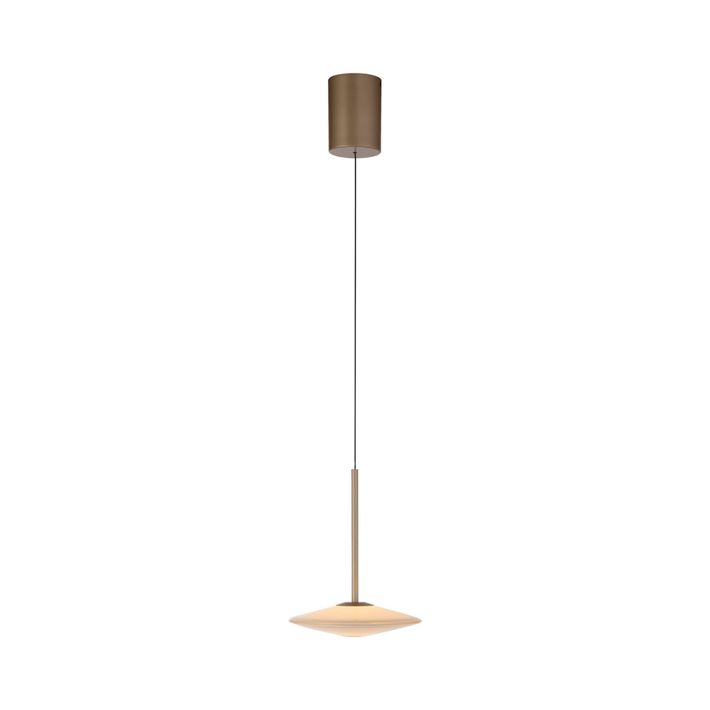 LED pendellampe Elipsa hvit/bronse glass Ø20 cm montert