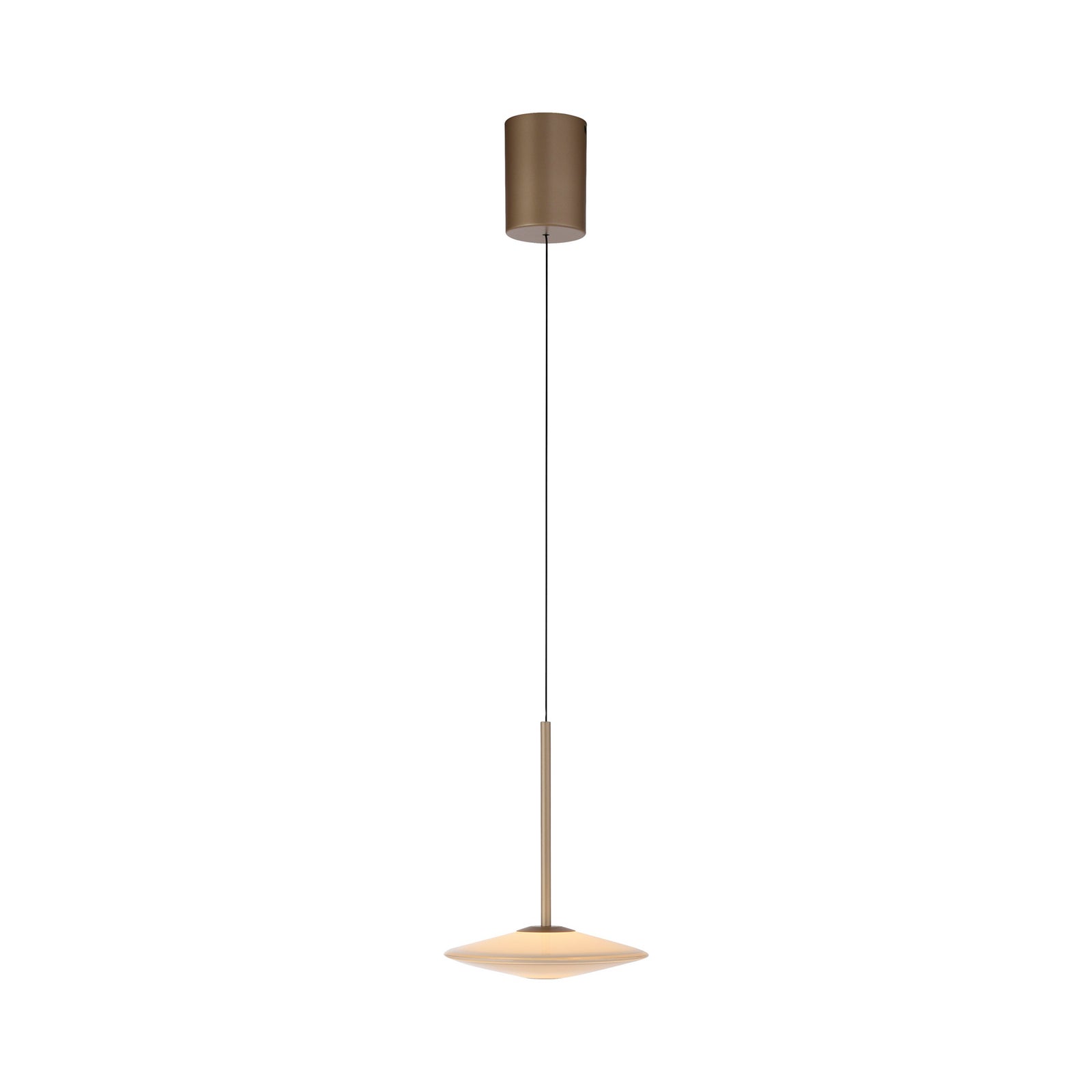 LED pendellampe Elipsa hvit/bronse glass Ø20 cm montert