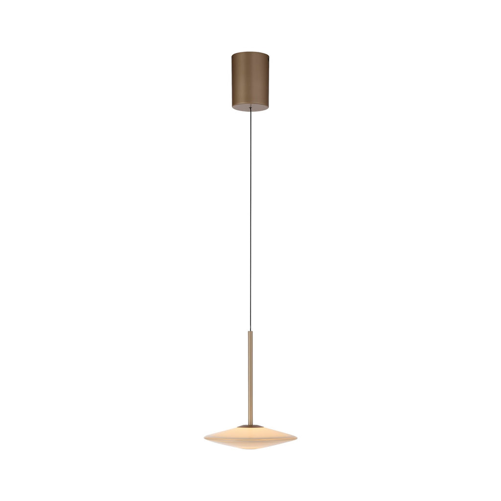 LED pendellampe Elipsa hvit/bronse glass Ø20 cm montert