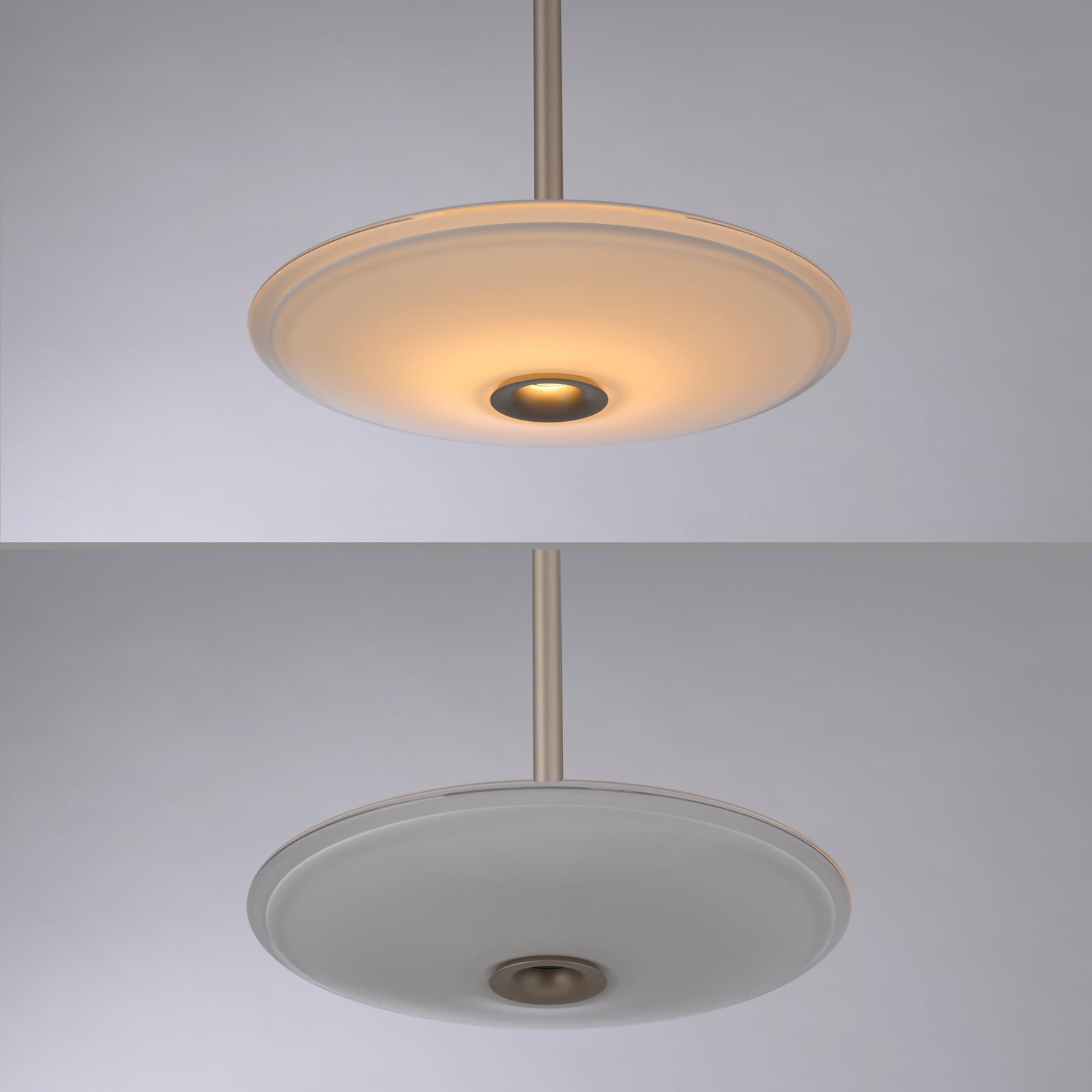 LED pendellampe Elipsa hvit/bronse glass Ø20 cm justerbar høyde