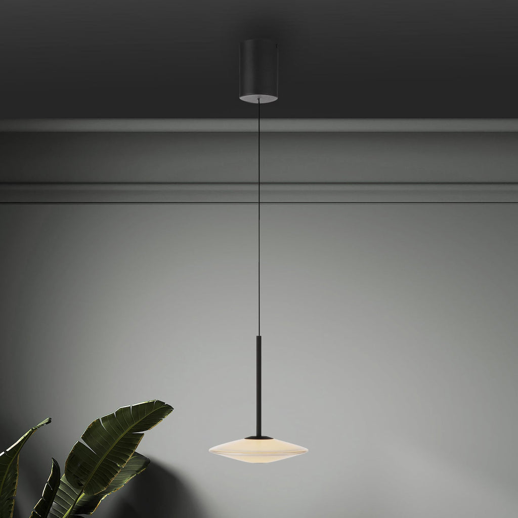 LED pendellampe Elipsa hvit/svart Ø20 cm dimbar forfra