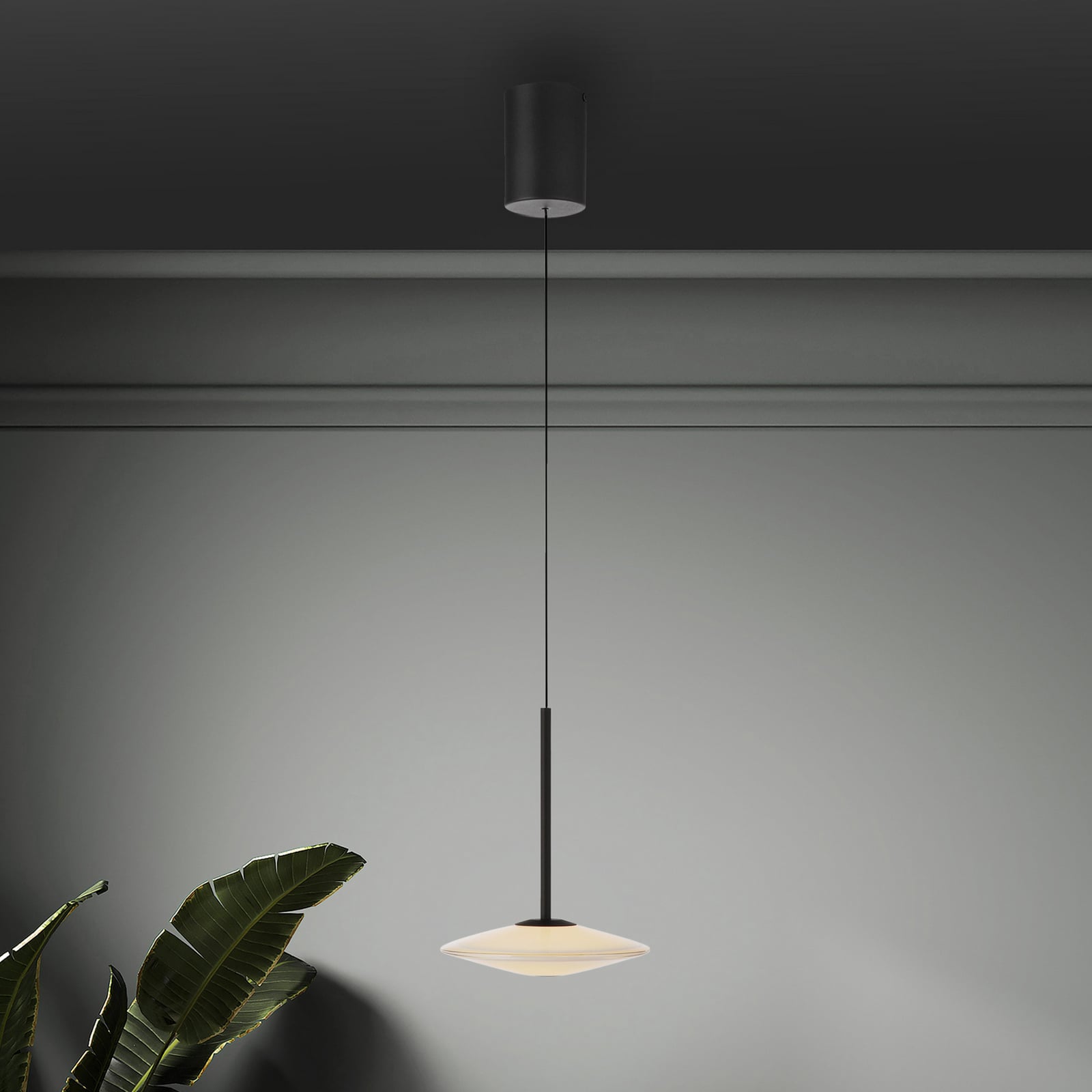 LED pendellampe Elipsa hvit/svart Ø20 cm dimbar forfra