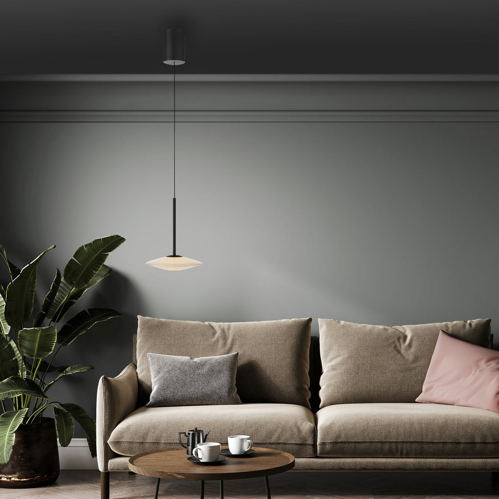LED pendellampe Elipsa hvit/svart Ø20 cm dimbar bakside
