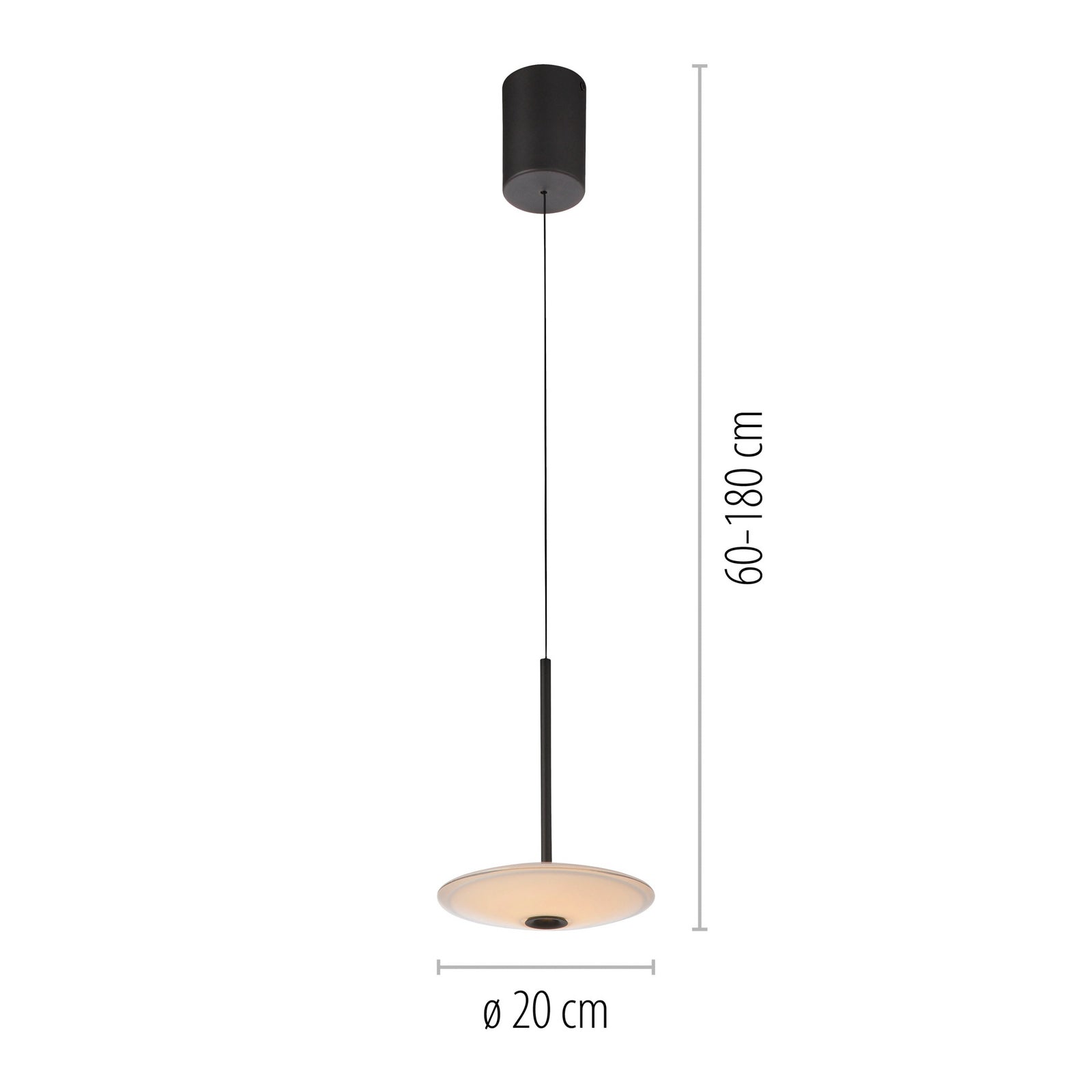 LED pendellampe Elipsa hvit/svart Ø20 cm dimbar detalj av lampe