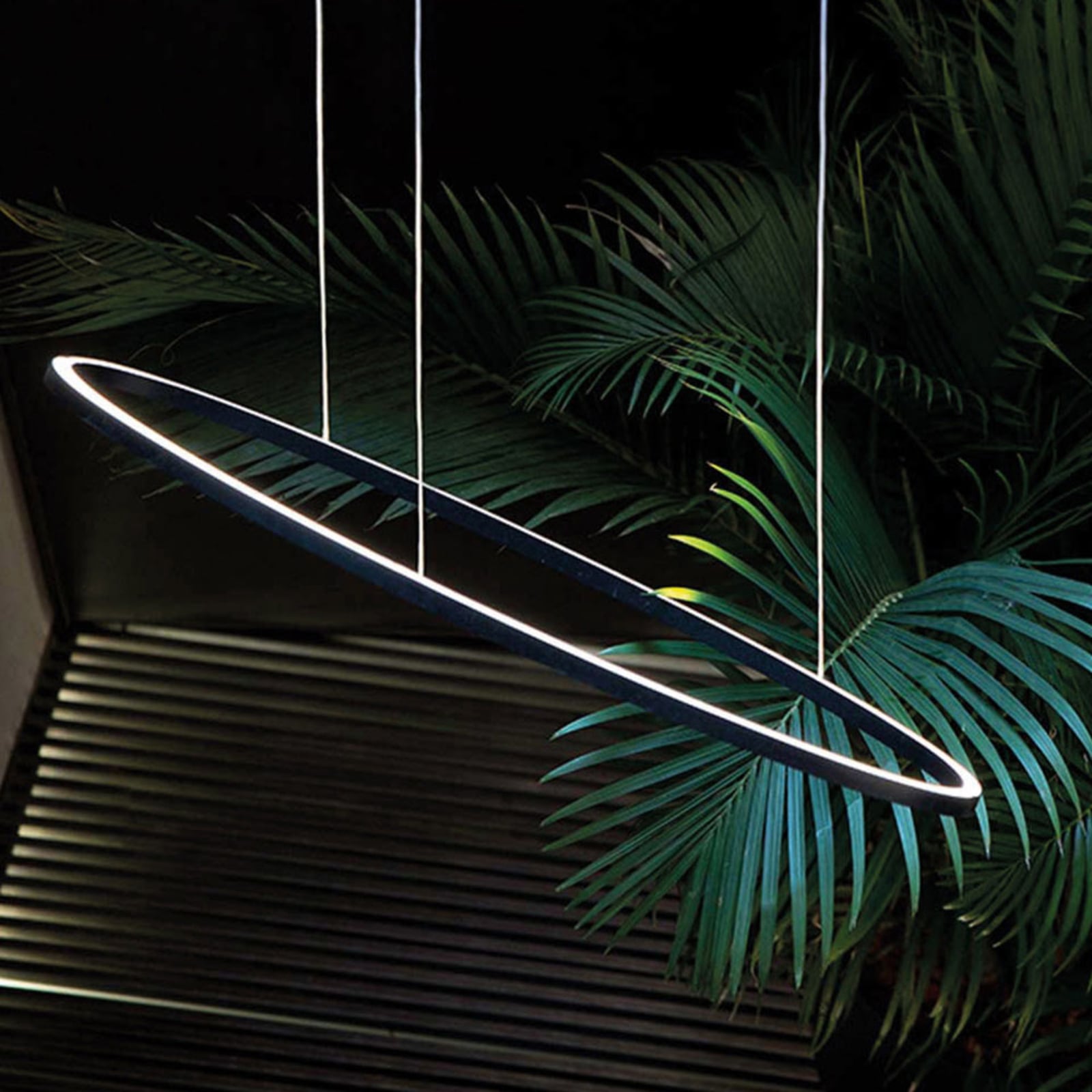 LED pendellampe Ellisse Mega oval dimbar 2700K svart 186 cm forfra