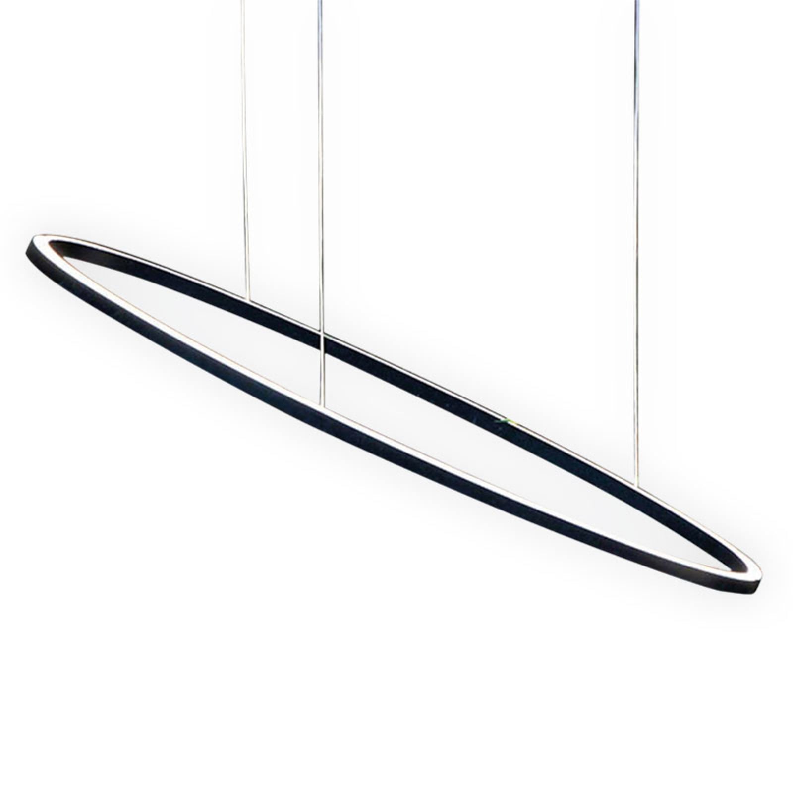 LED pendellampe Ellisse Mega oval dimbar 2700K svart 186 cm montert i rom