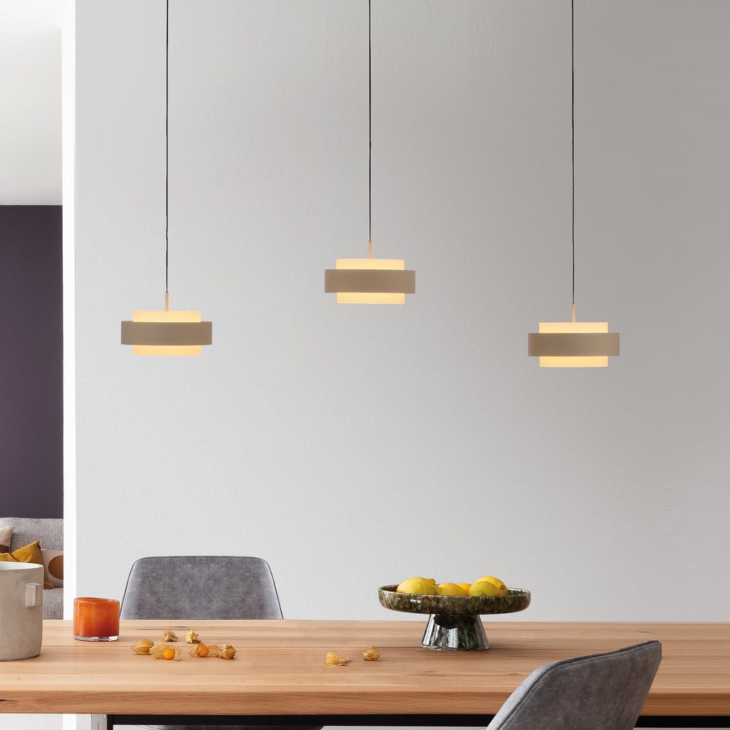 LED pendellampe Elmo 3-lys sandbeige dimbar 3000K forfra