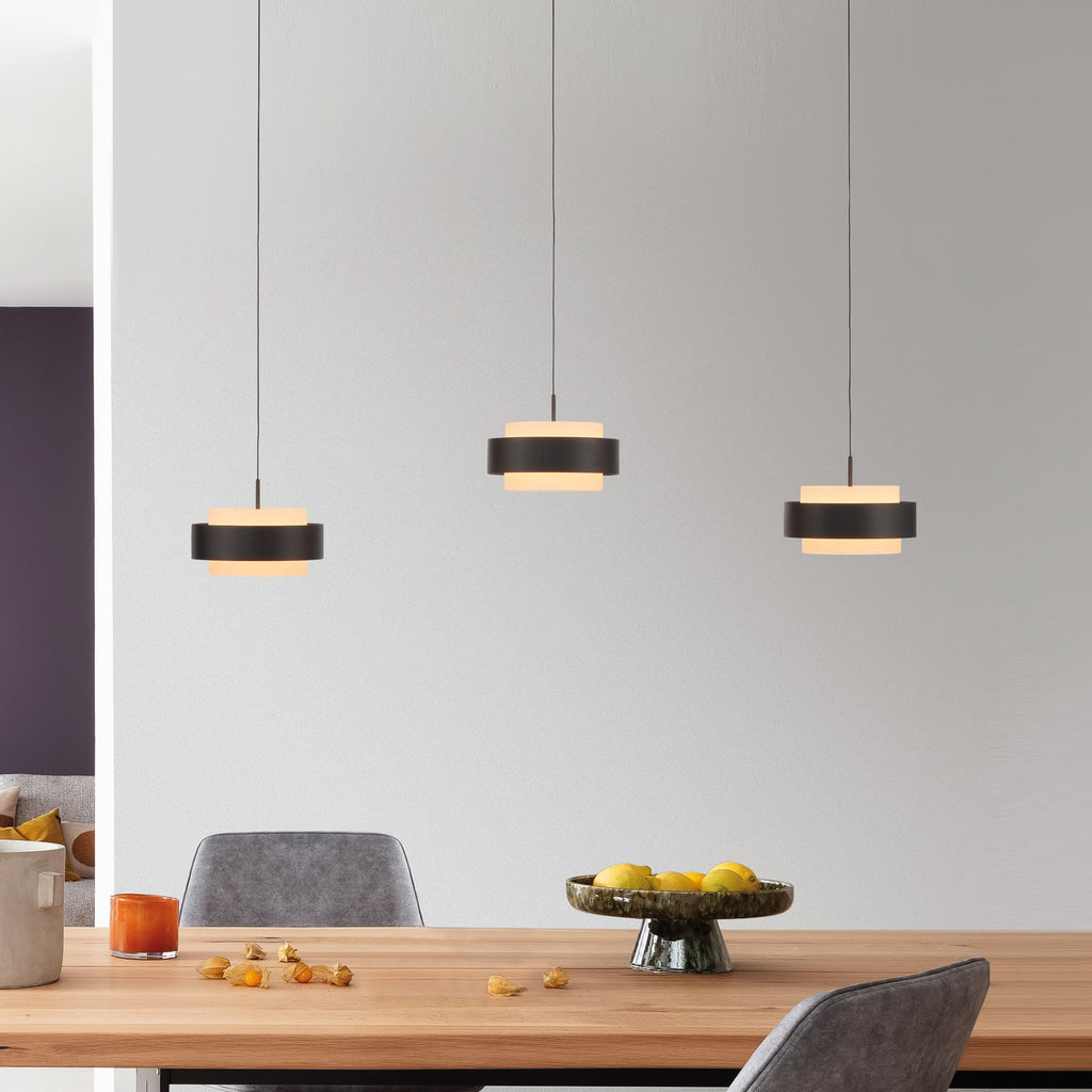 LED pendellampe Elmo 3-lys svart glass dimbar 3000K forfra