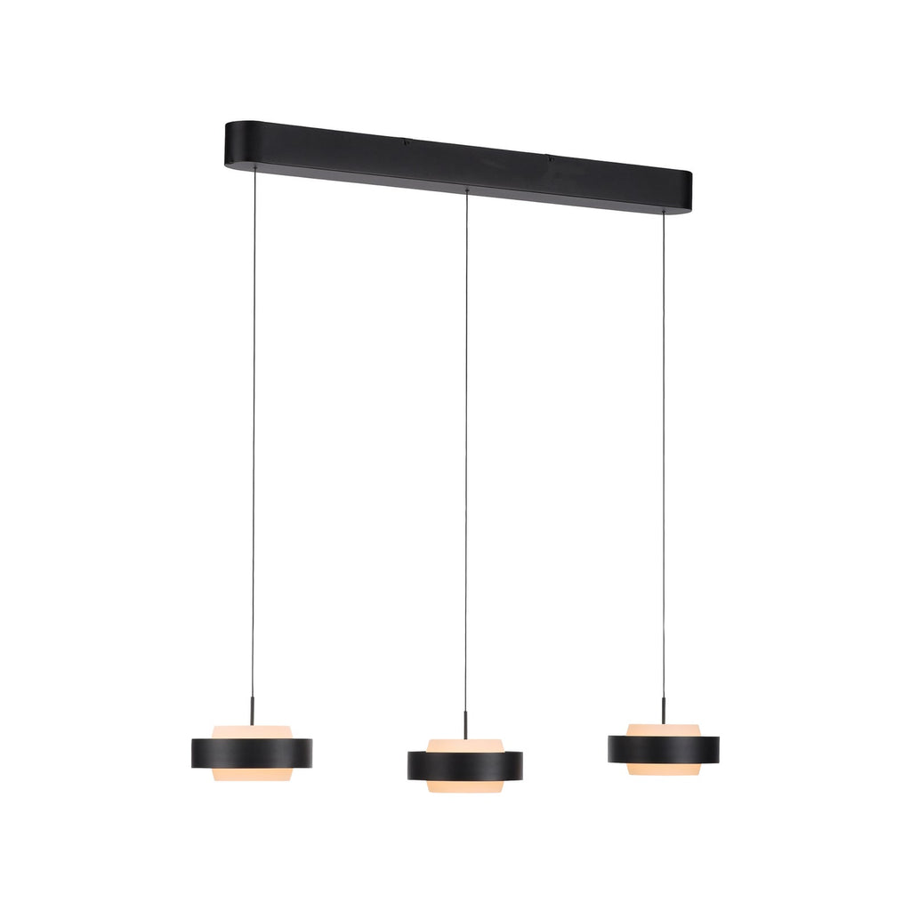 LED pendellampe Elmo 3-lys svart glass dimbar 3000K detalj