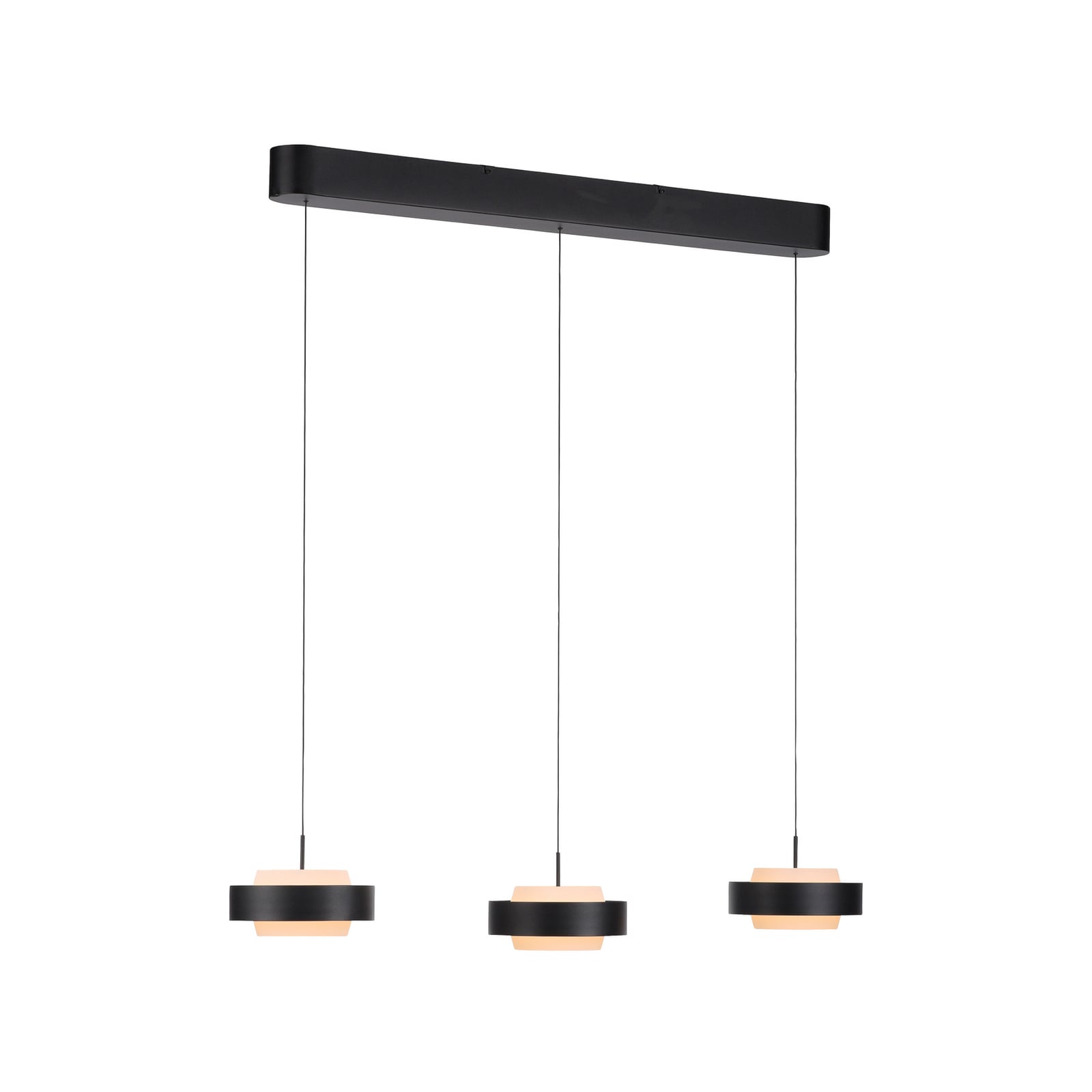 LED pendellampe Elmo 3-lys svart glass dimbar 3000K detalj